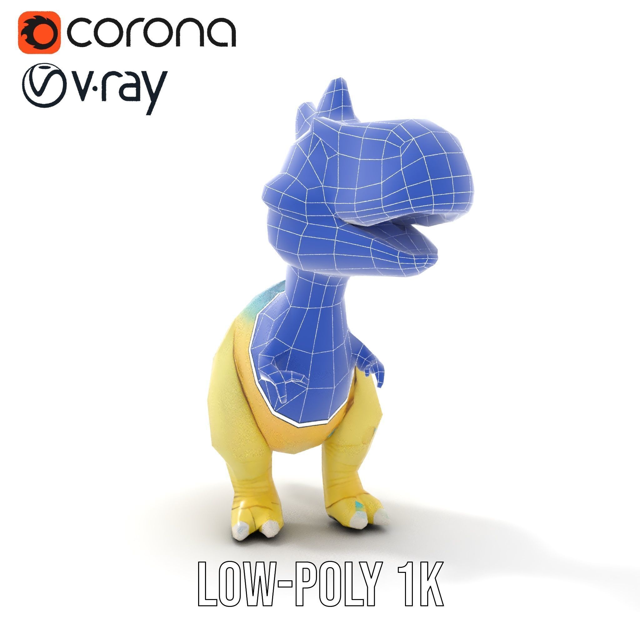 Cute Cartoon Dinosaur D Model Pack Low-poly 3D model_19