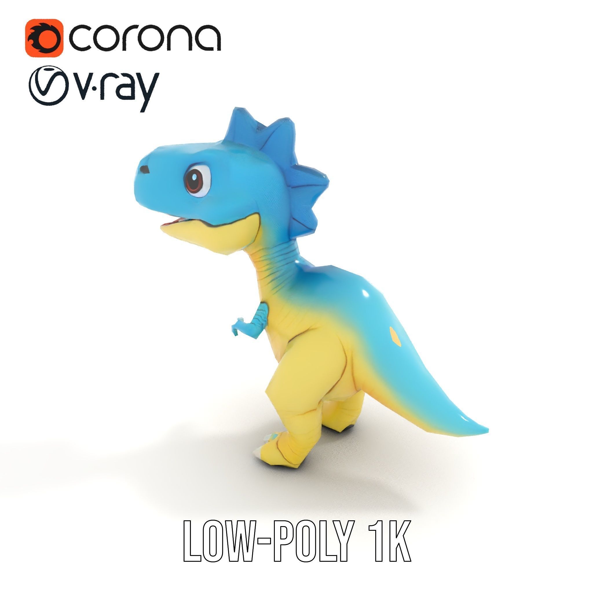 Cute Cartoon Dinosaur D Model Pack Low-poly 3D model_9
