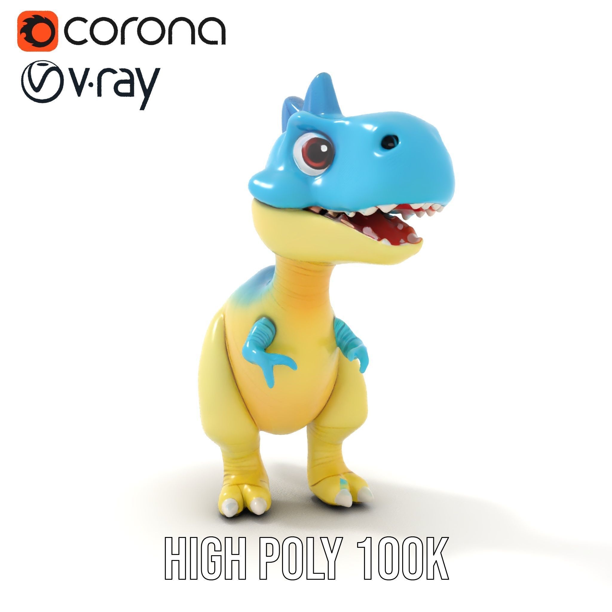 Cute Cartoon Dinosaur D Model Pack Low-poly 3D model_26