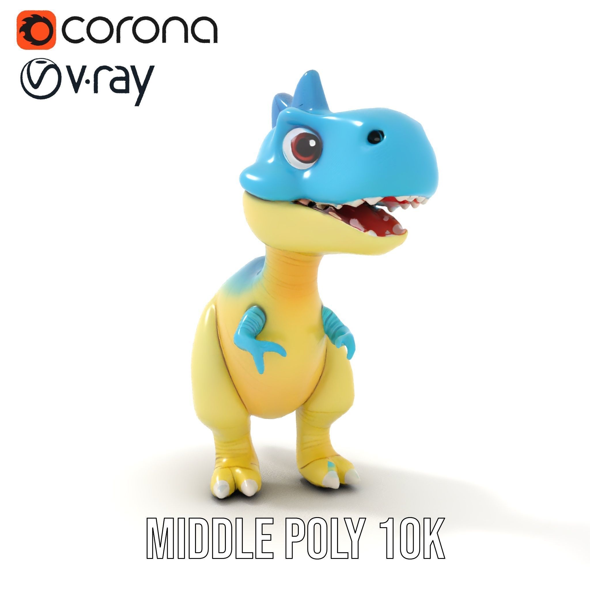 Cute Cartoon Dinosaur D Model Pack Low-poly 3D model_6