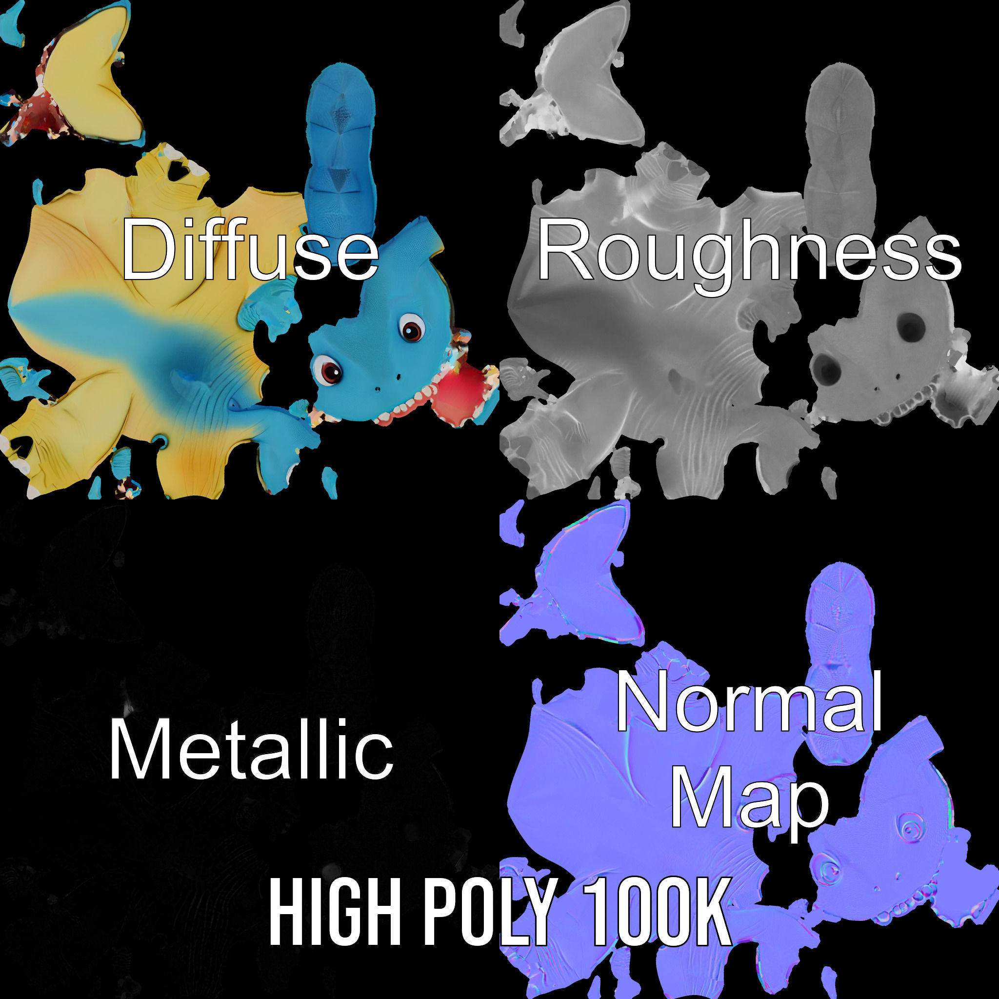 Cute Cartoon Dinosaur D Model Pack Low-poly 3D model_3