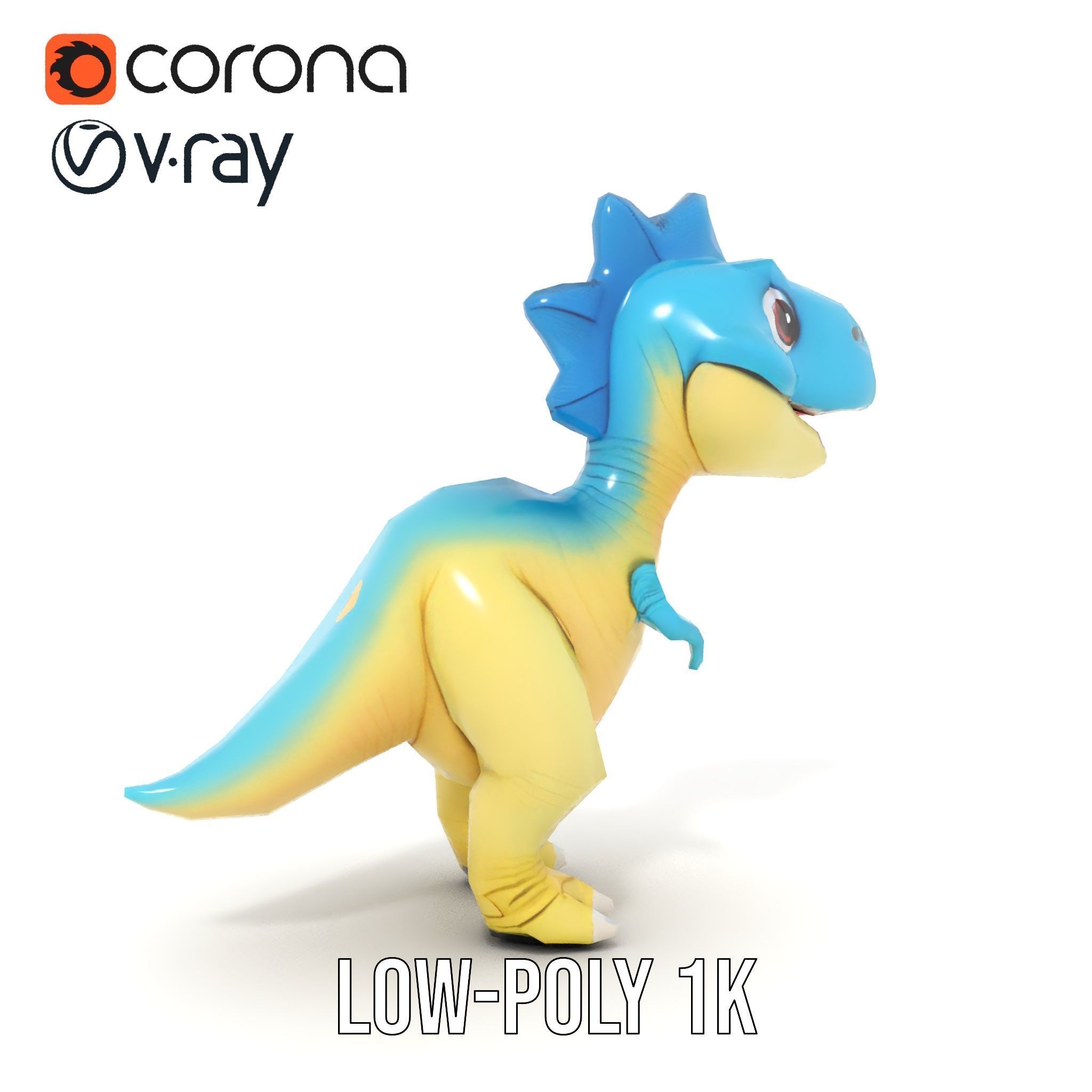 Cute Cartoon Dinosaur D Model Pack Low-poly 3D model_7
