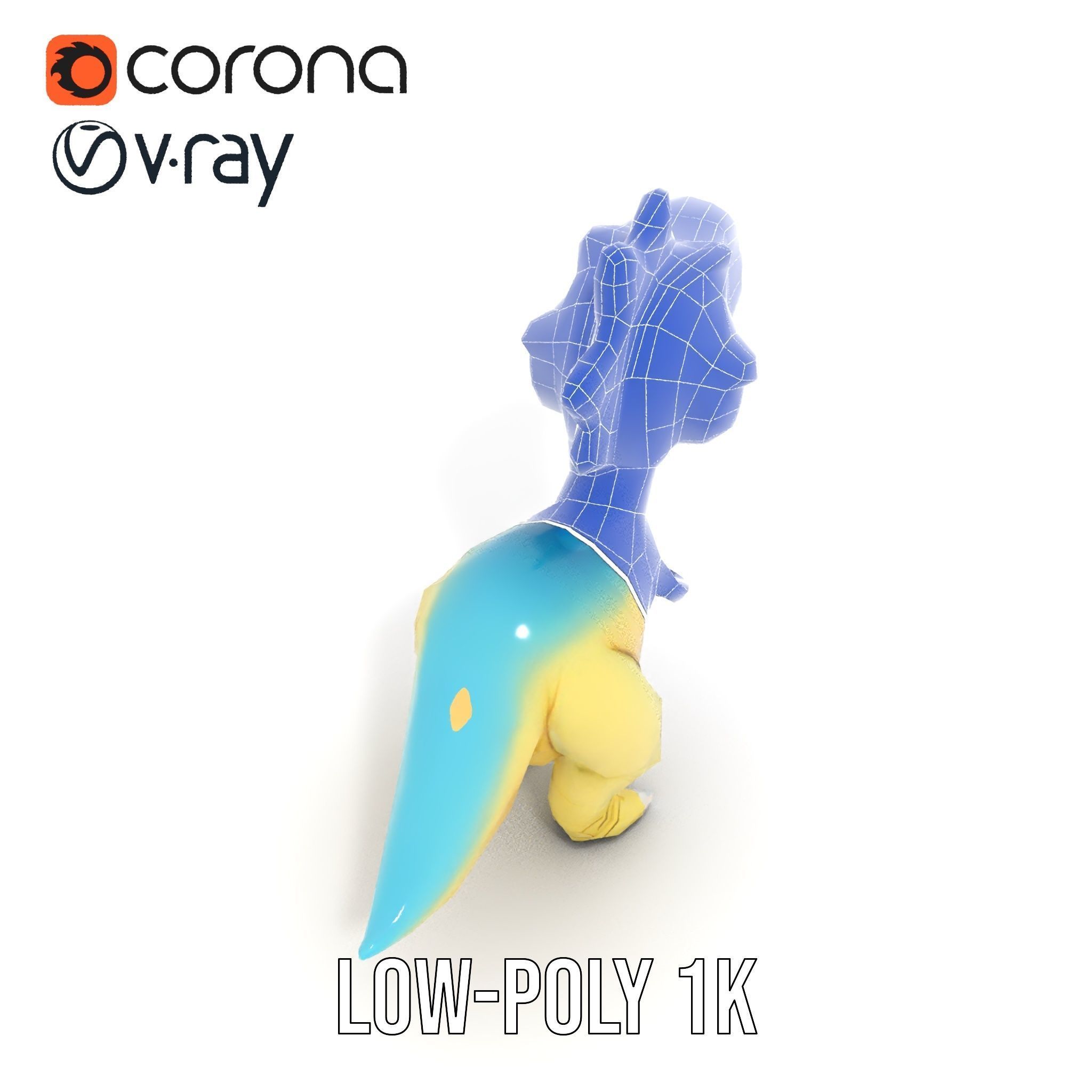 Cute Cartoon Dinosaur D Model Pack Low-poly 3D model_28