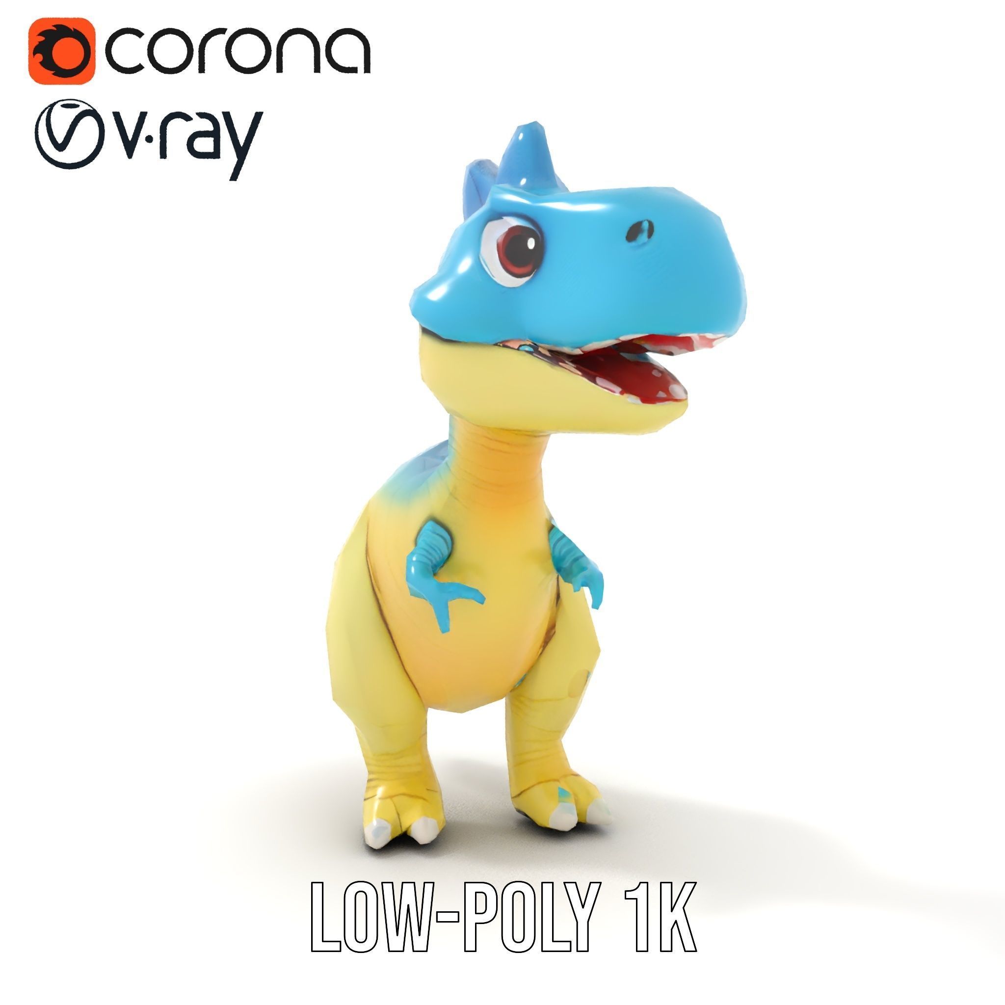 Cute Cartoon Dinosaur D Model Pack Low-poly 3D model_14