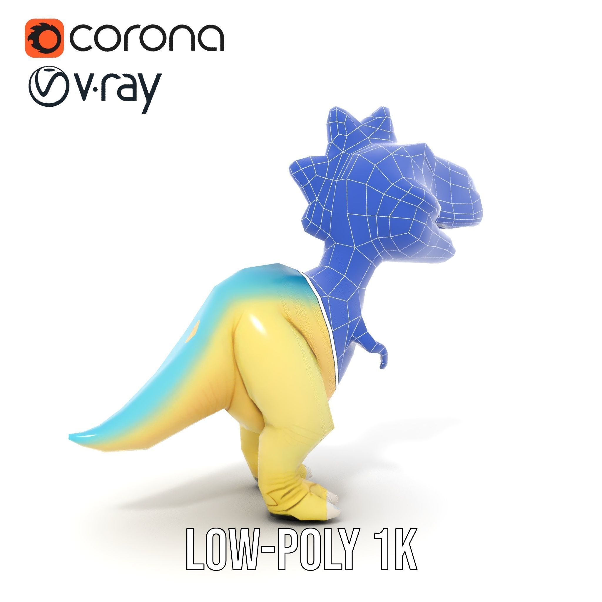 Cute Cartoon Dinosaur D Model Pack Low-poly 3D model_31