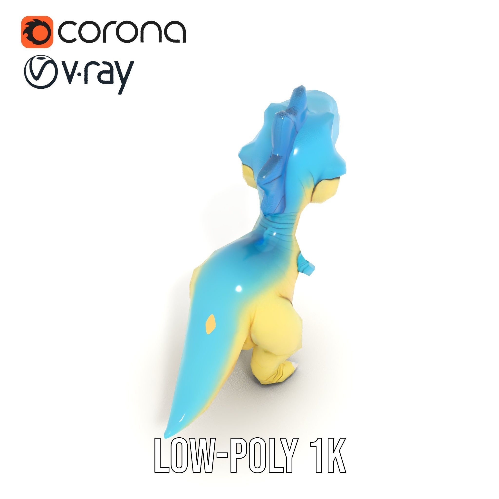 Cute Cartoon Dinosaur D Model Pack Low-poly 3D model_12