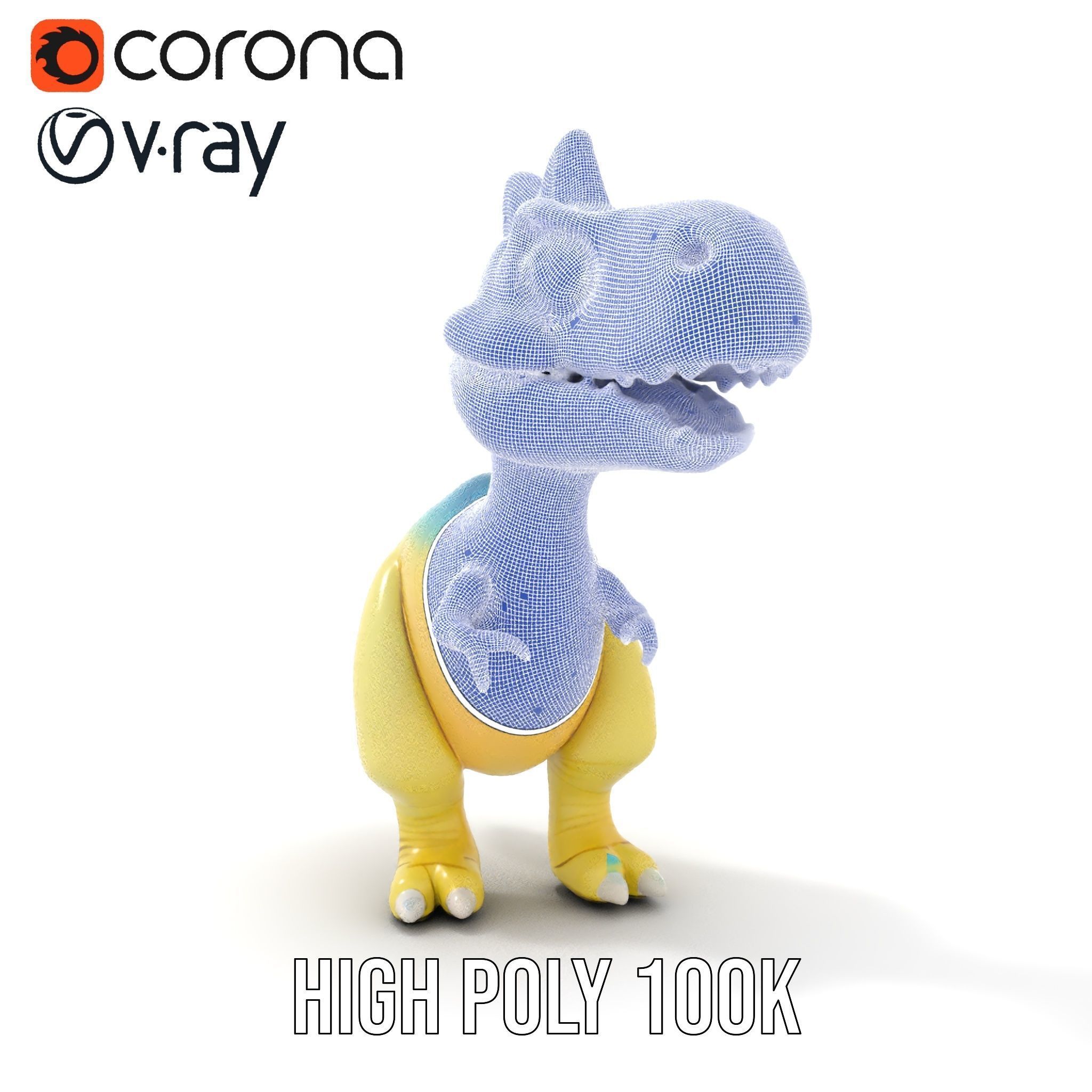 Cute Cartoon Dinosaur D Model Pack Low-poly 3D model_34