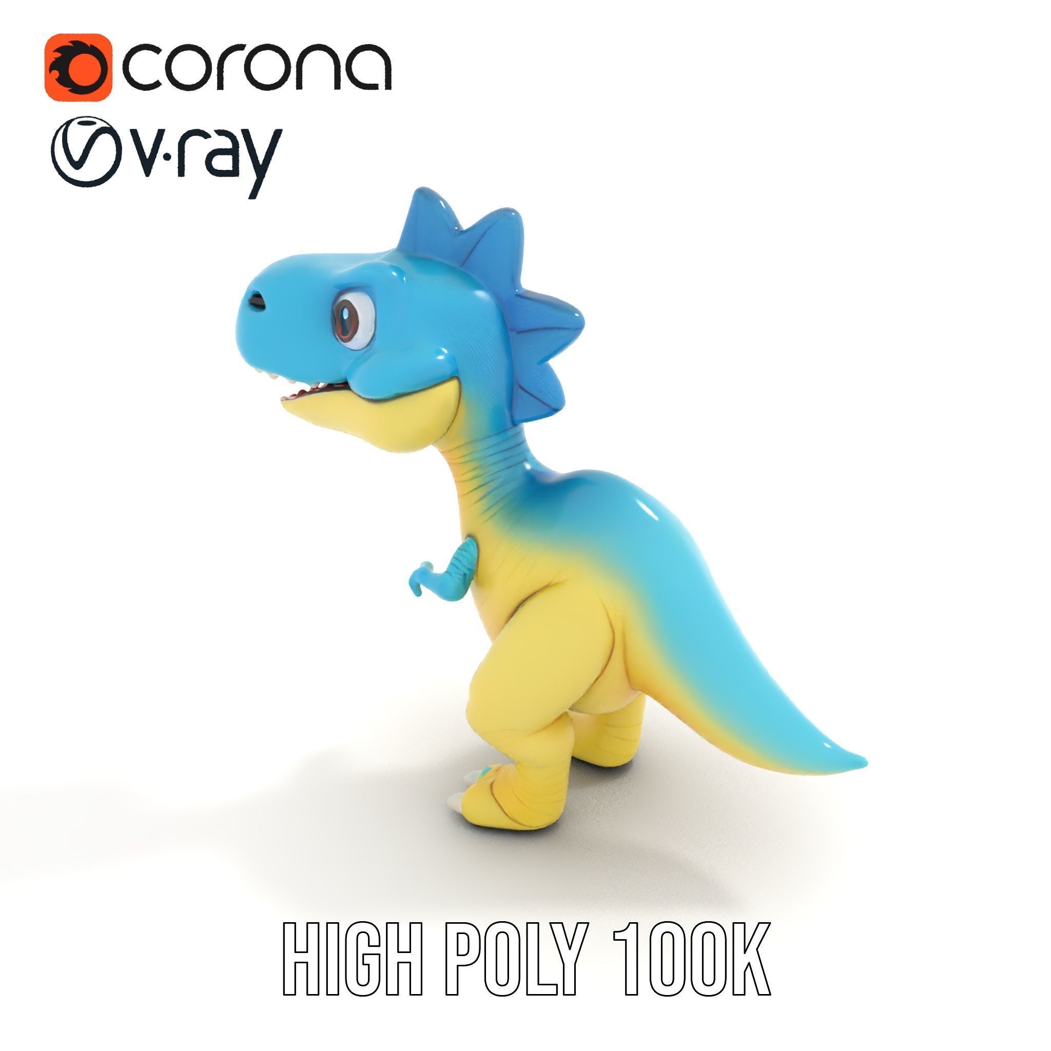 Cute Cartoon Dinosaur D Model Pack Low-poly 3D model_23