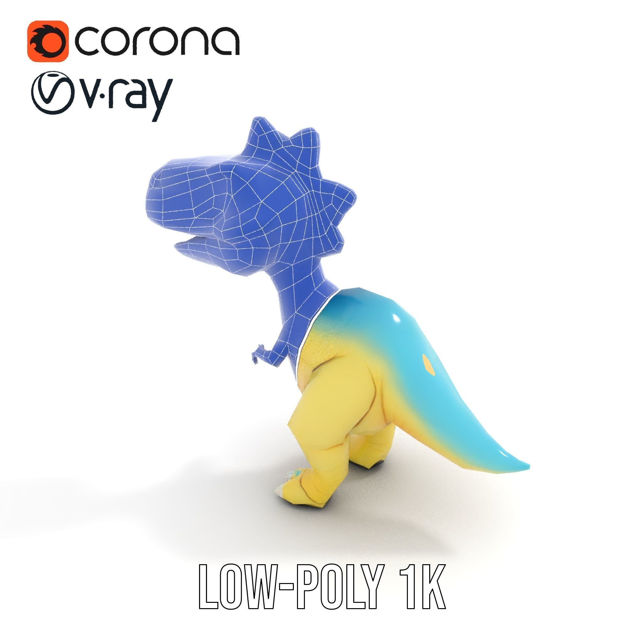 Cute Cartoon Dinosaur D Model Pack Low-poly 3D model_17