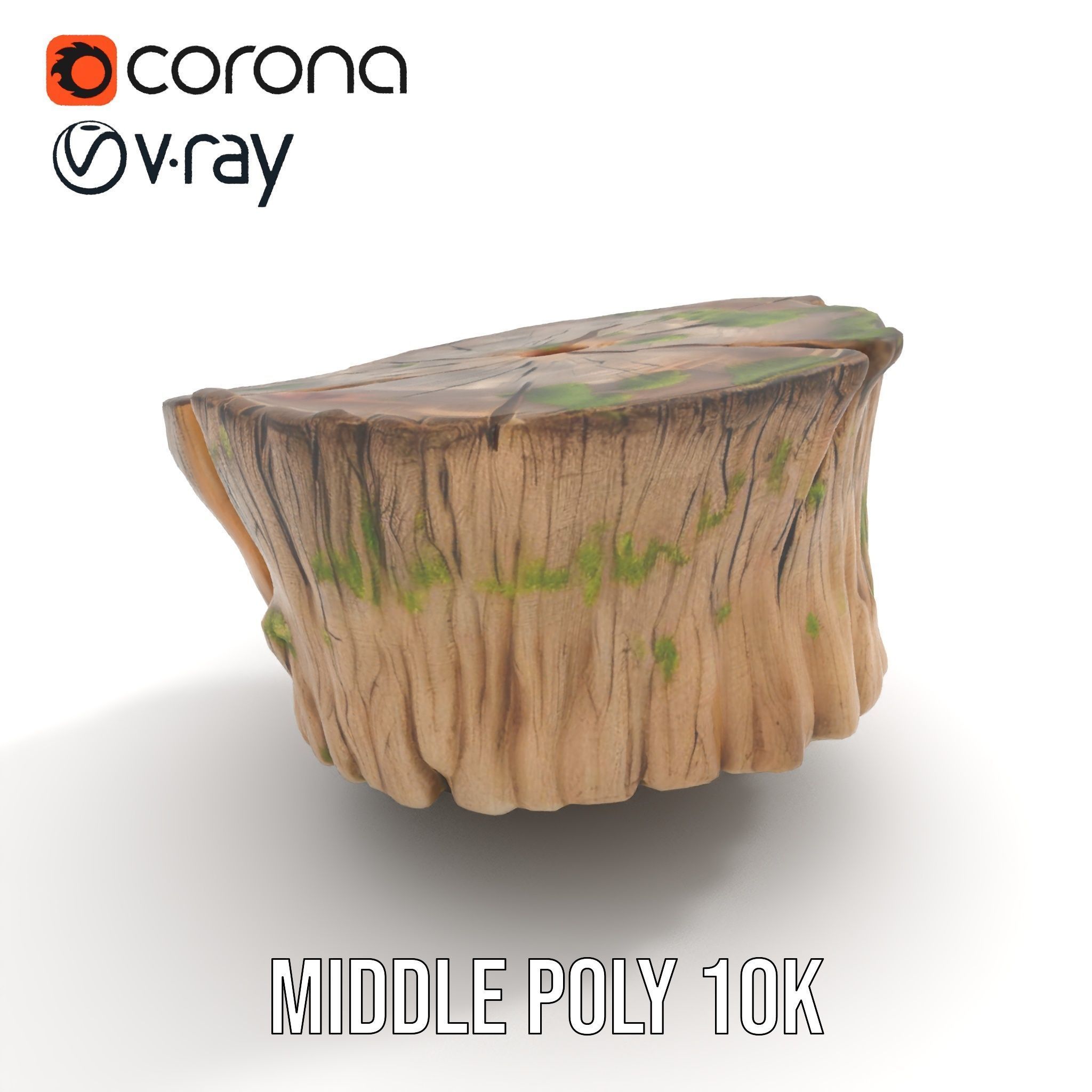 Mossy Tree Stump Model Pack with Natural Texture Low-poly 3D model_11