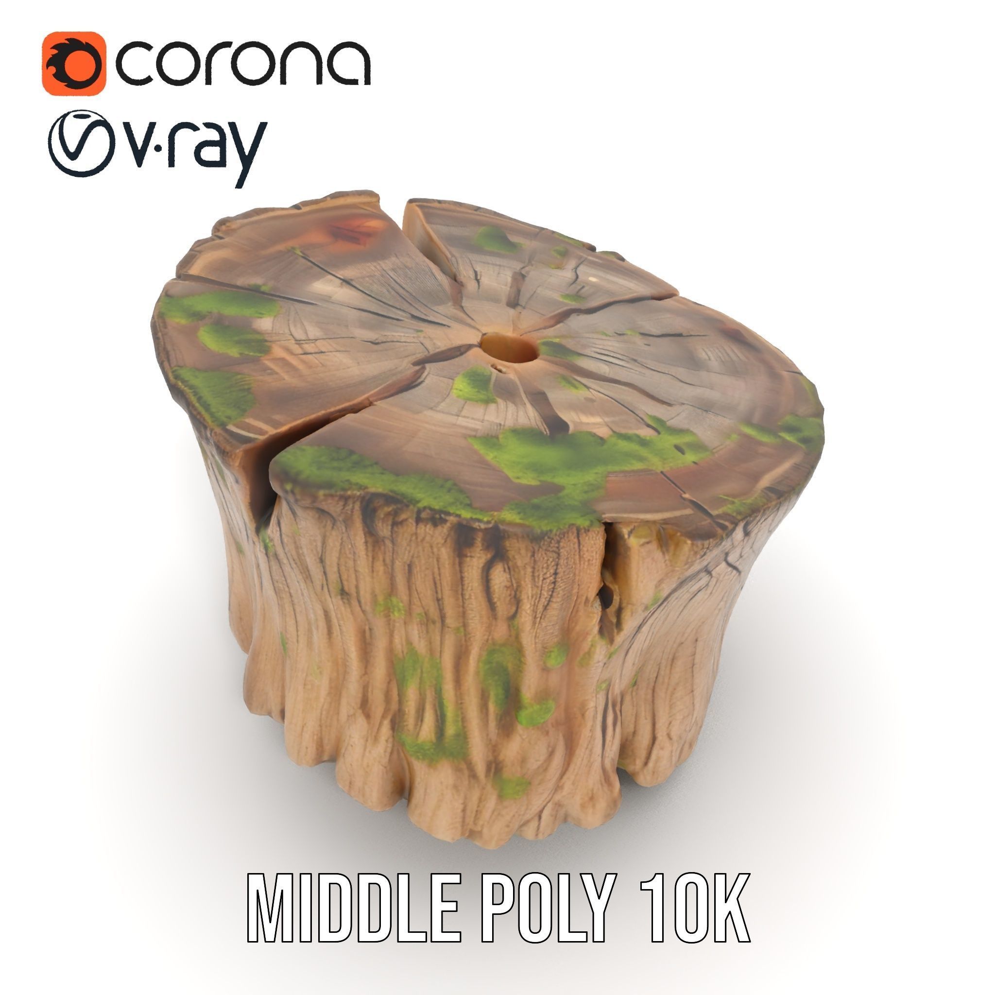 Mossy Tree Stump Model Pack with Natural Texture Low-poly 3D model_5