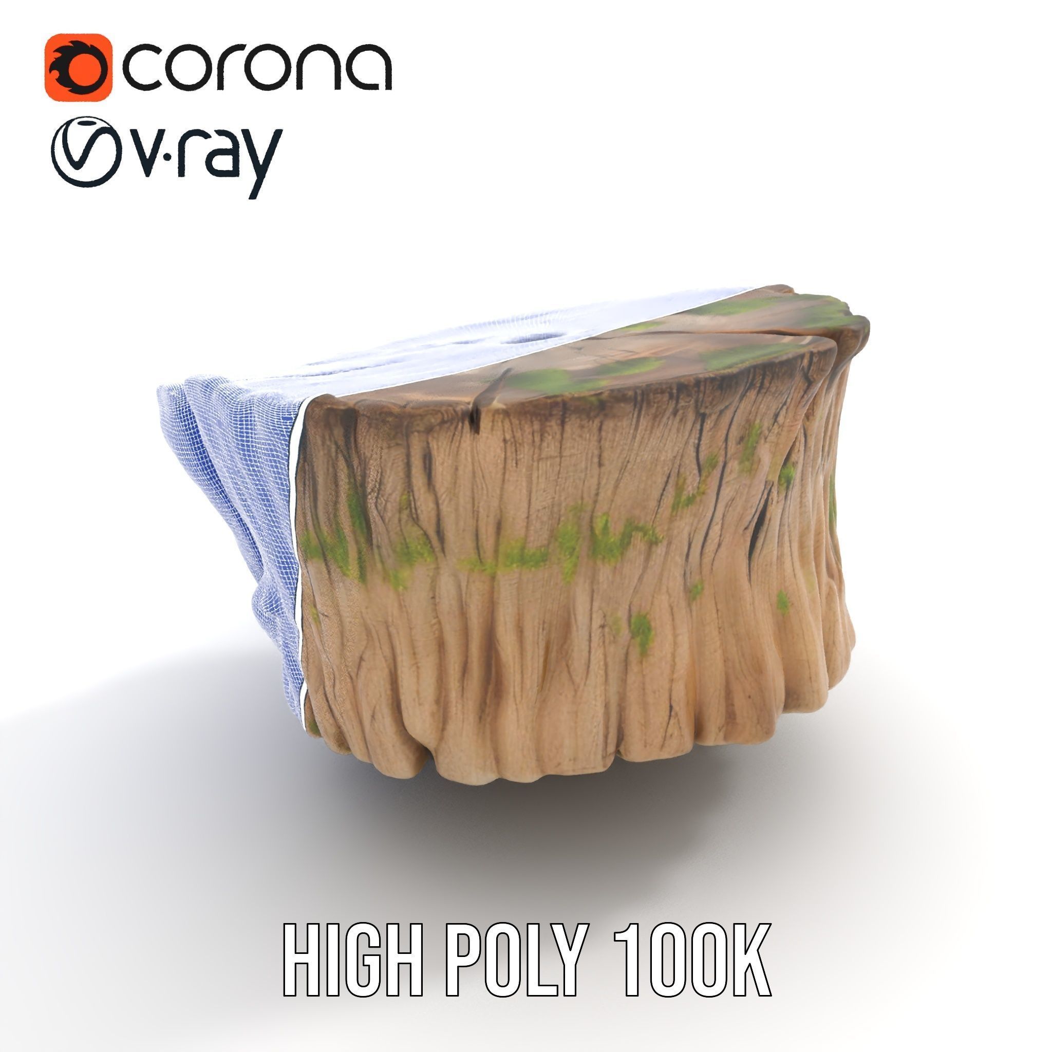 Mossy Tree Stump Model Pack with Natural Texture Low-poly 3D model_20