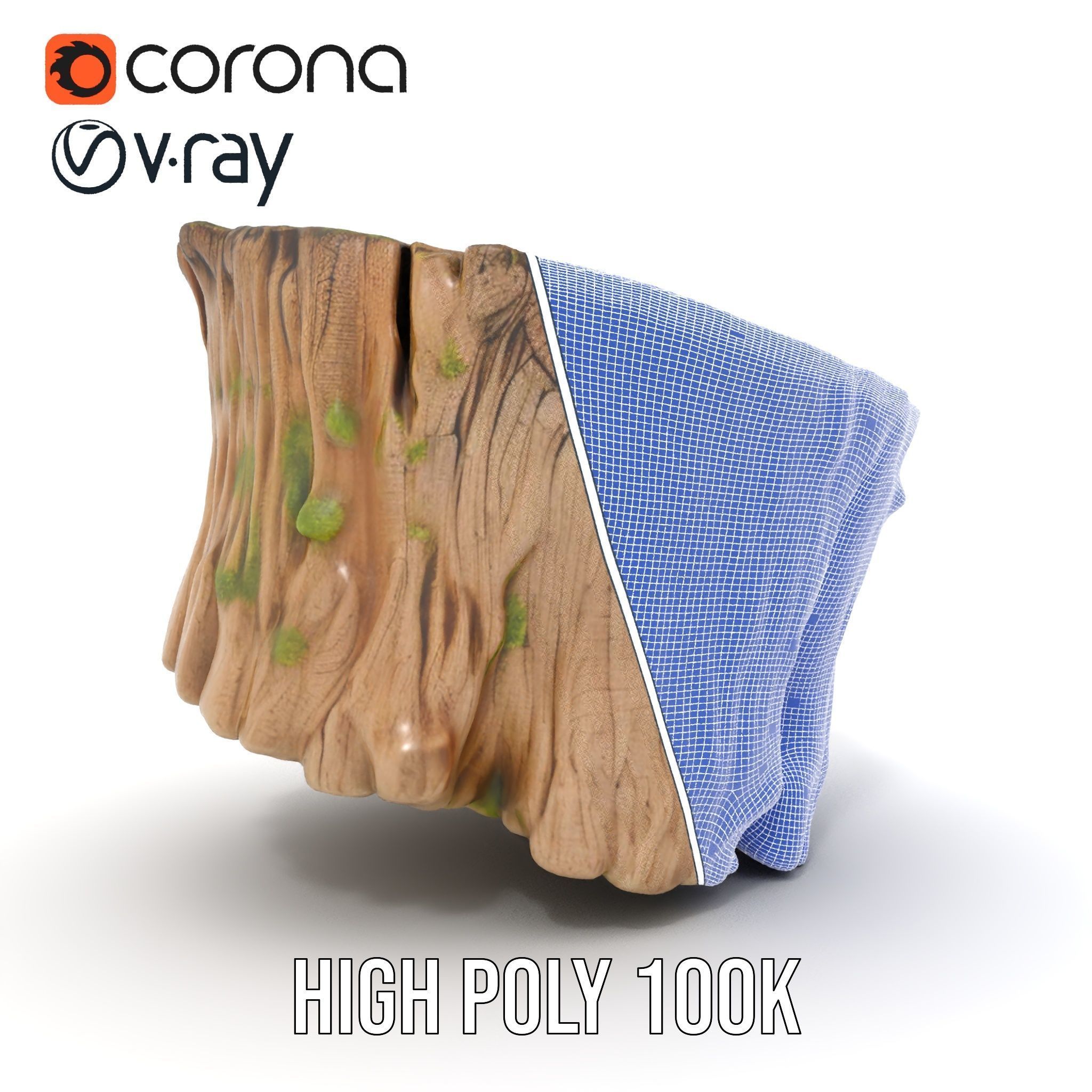 Mossy Tree Stump Model Pack with Natural Texture Low-poly 3D model_34