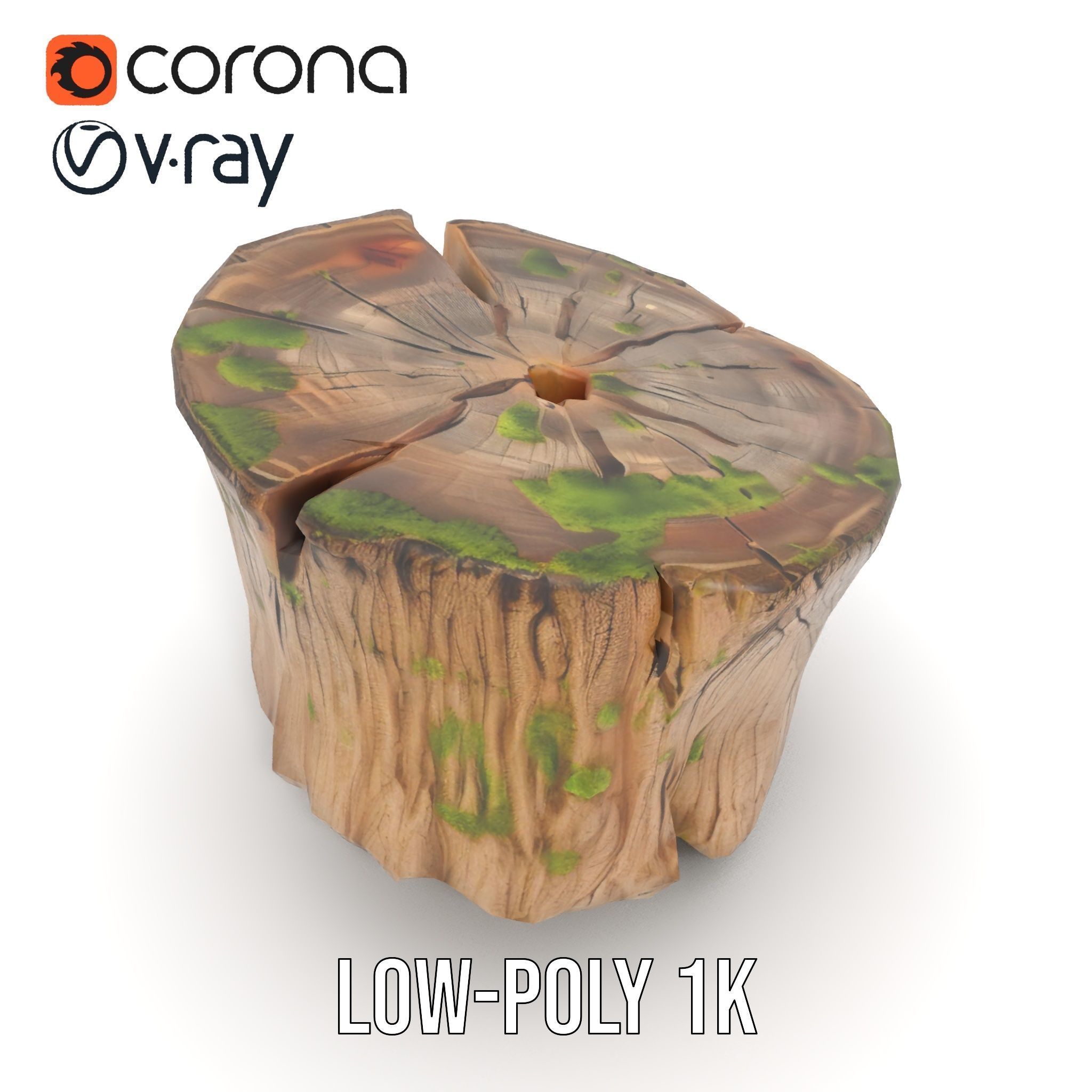 Mossy Tree Stump Model Pack with Natural Texture Low-poly 3D model_19