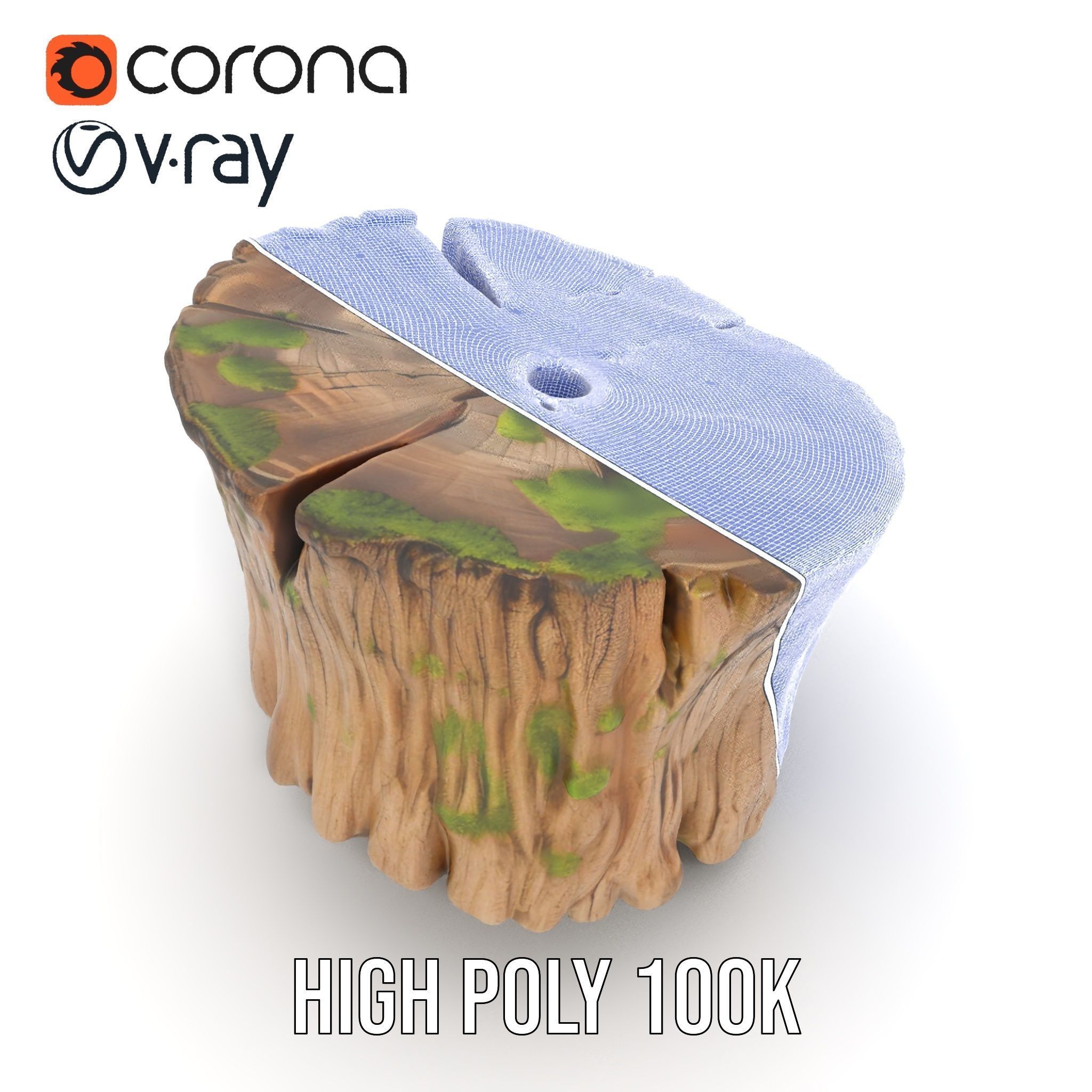 Mossy Tree Stump Model Pack with Natural Texture Low-poly 3D model_33