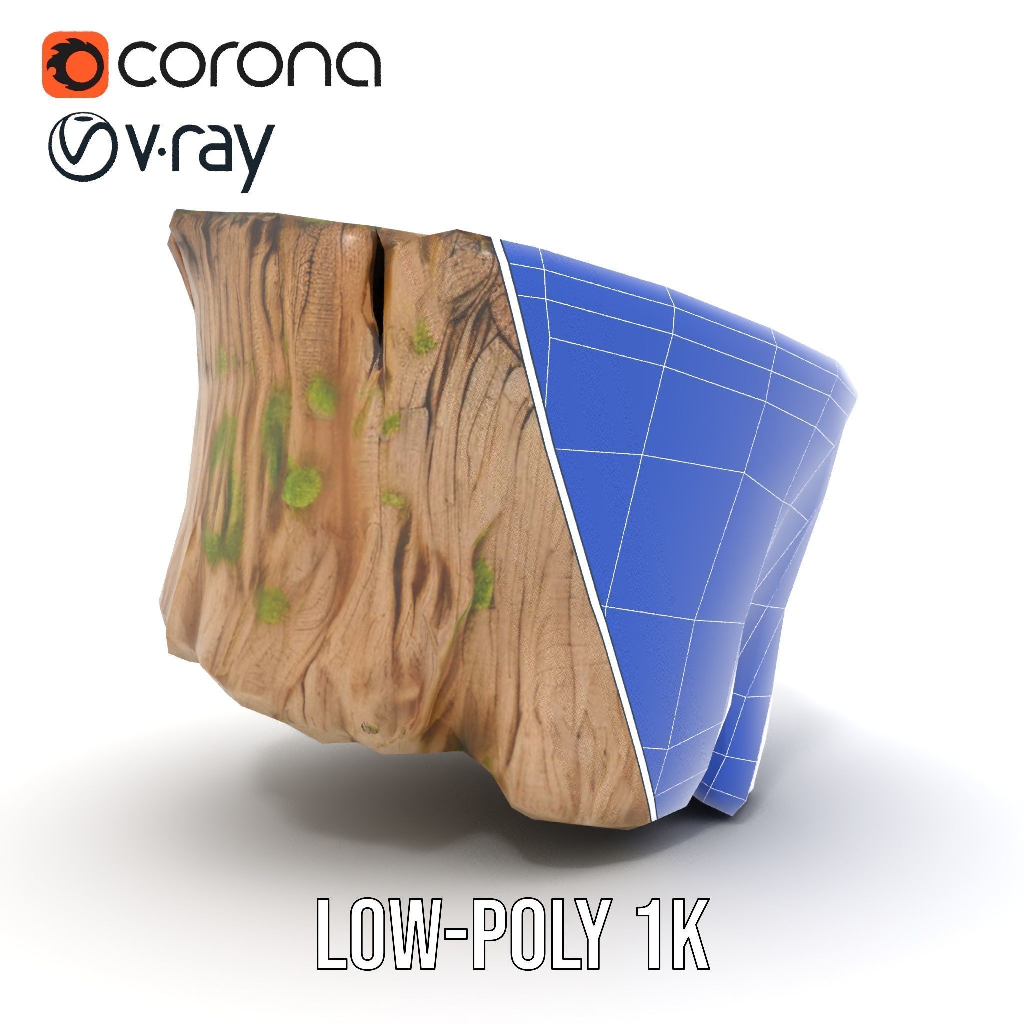 Mossy Tree Stump Model Pack with Natural Texture Low-poly 3D model_25