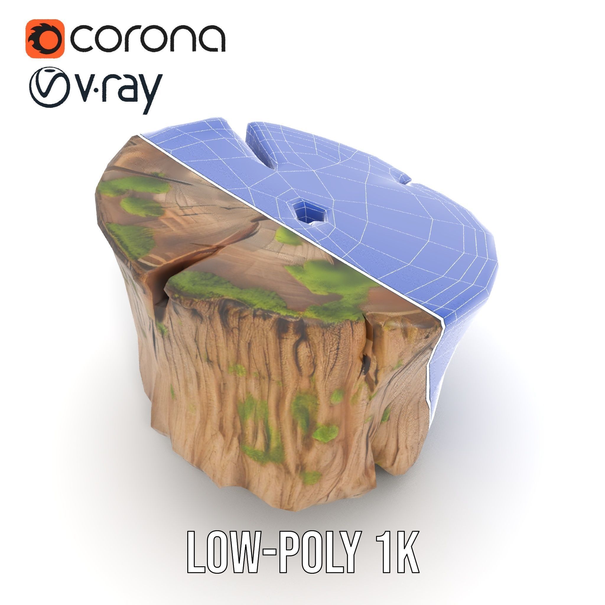 Mossy Tree Stump Model Pack with Natural Texture Low-poly 3D model_27