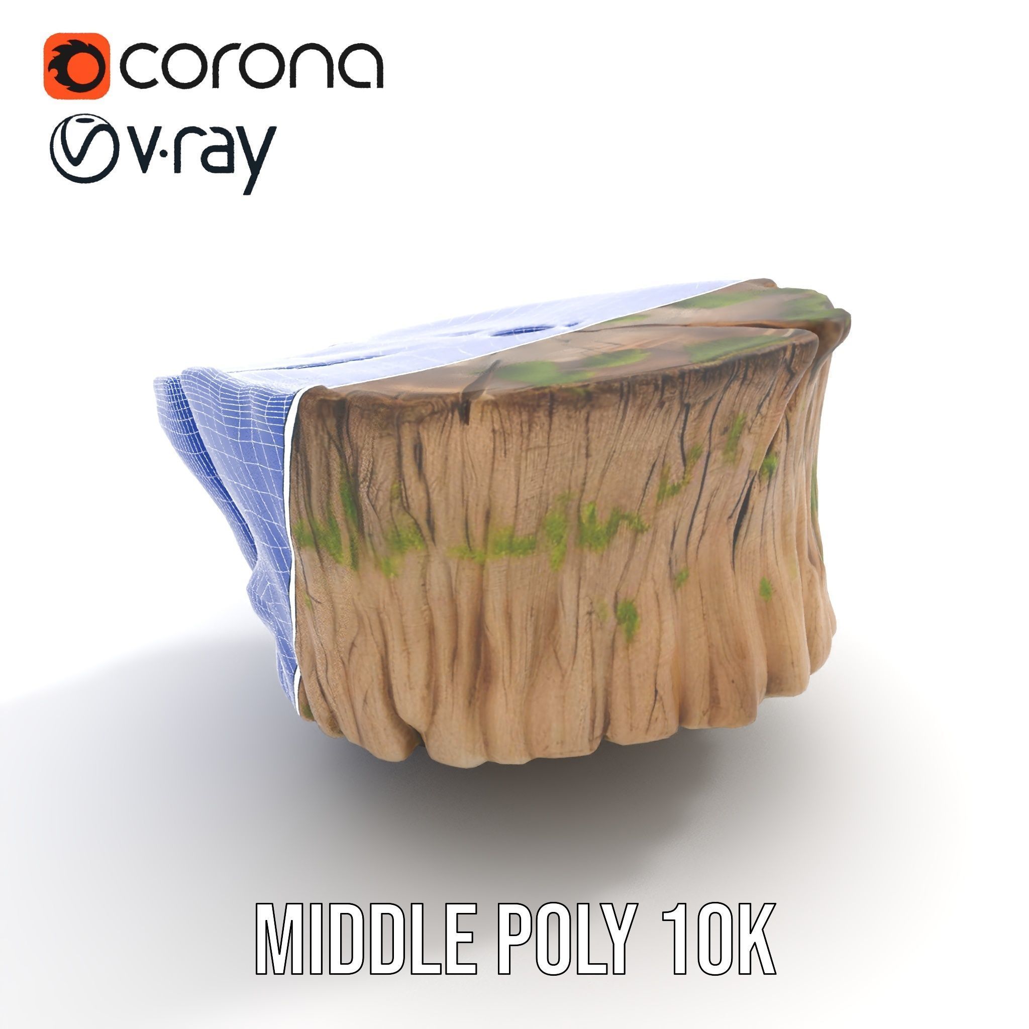 Mossy Tree Stump Model Pack with Natural Texture Low-poly 3D model_24