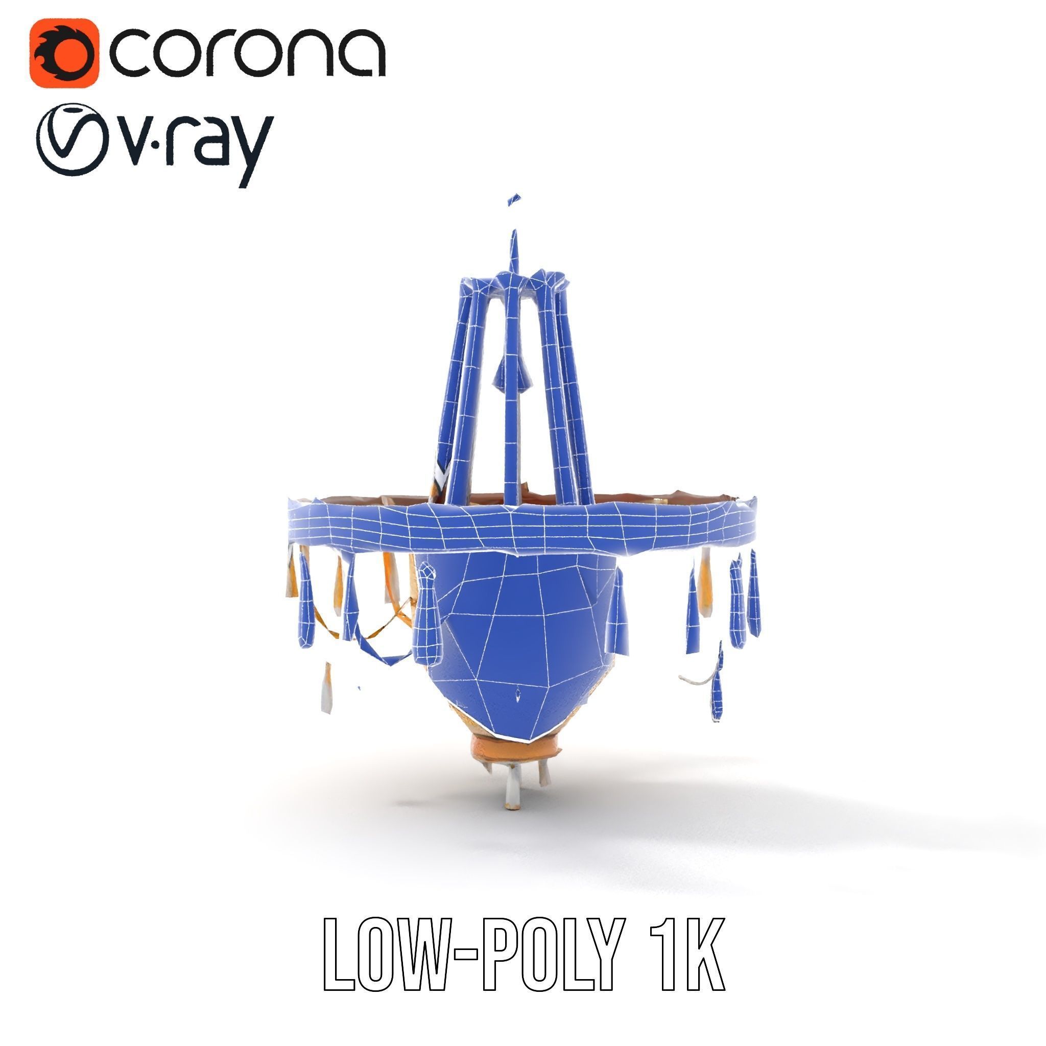 Elegant Crystal Chandelier Model Pack with Detailed Design Low-poly 3D model_31