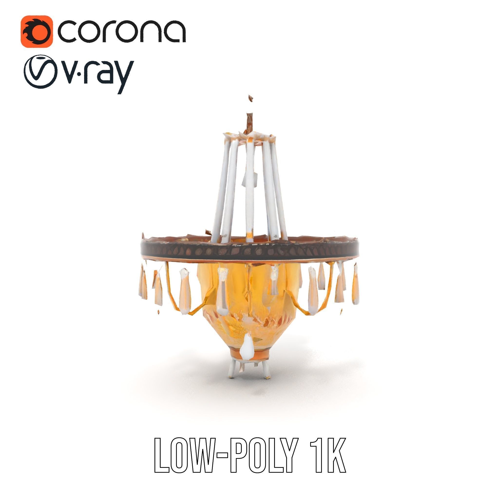 Elegant Crystal Chandelier Model Pack with Detailed Design Low-poly 3D model_12