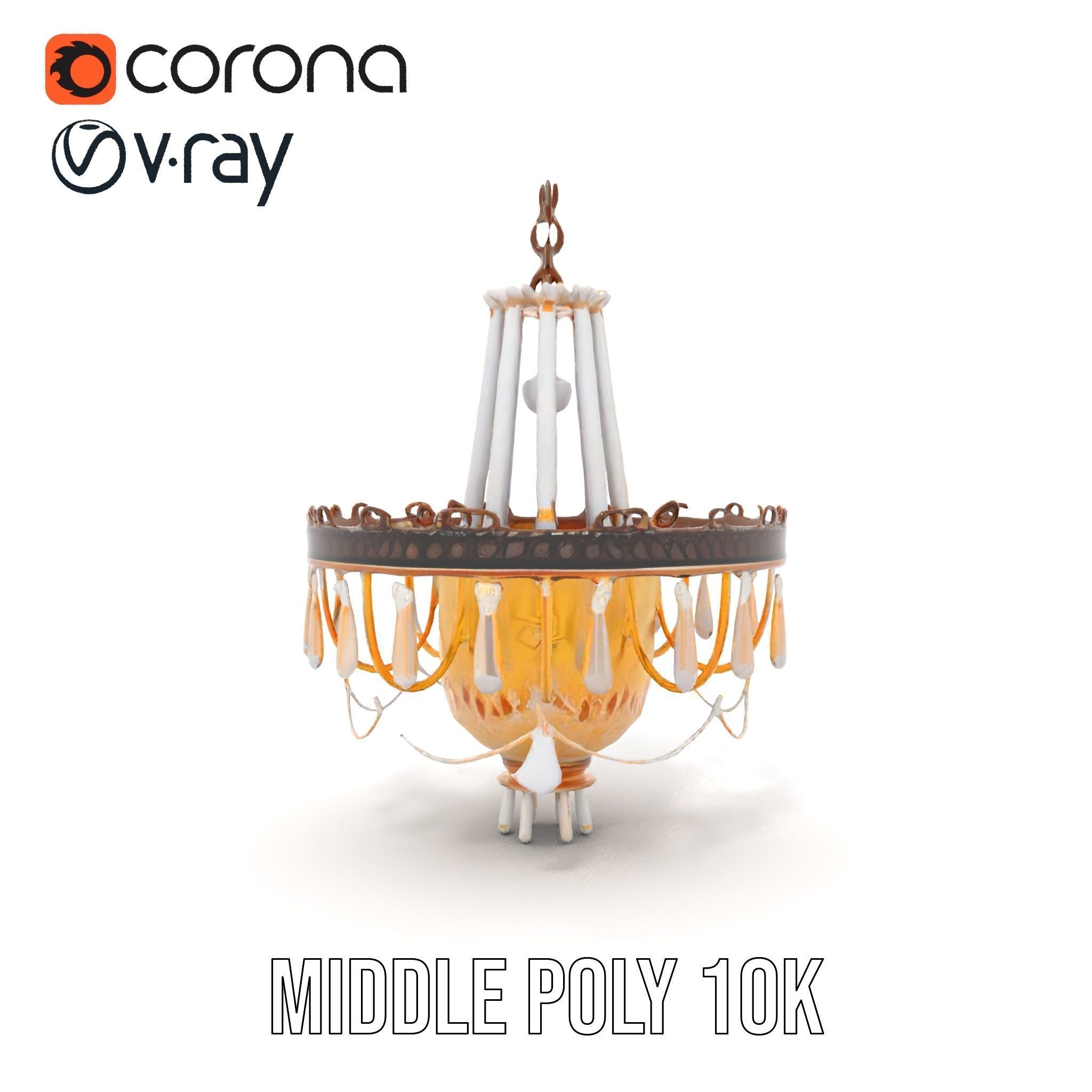 Elegant Crystal Chandelier Model Pack with Detailed Design Low-poly 3D model_18