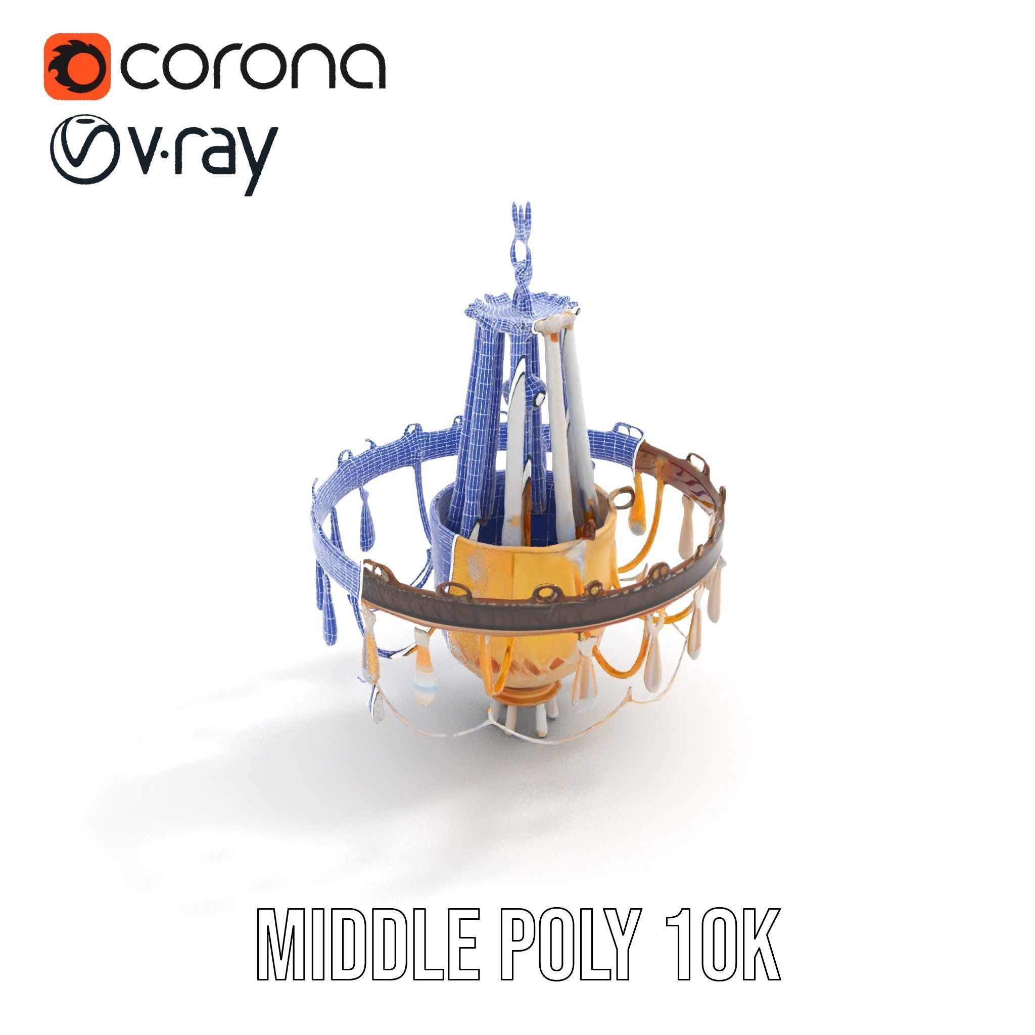 Elegant Crystal Chandelier Model Pack with Detailed Design Low-poly 3D model_5