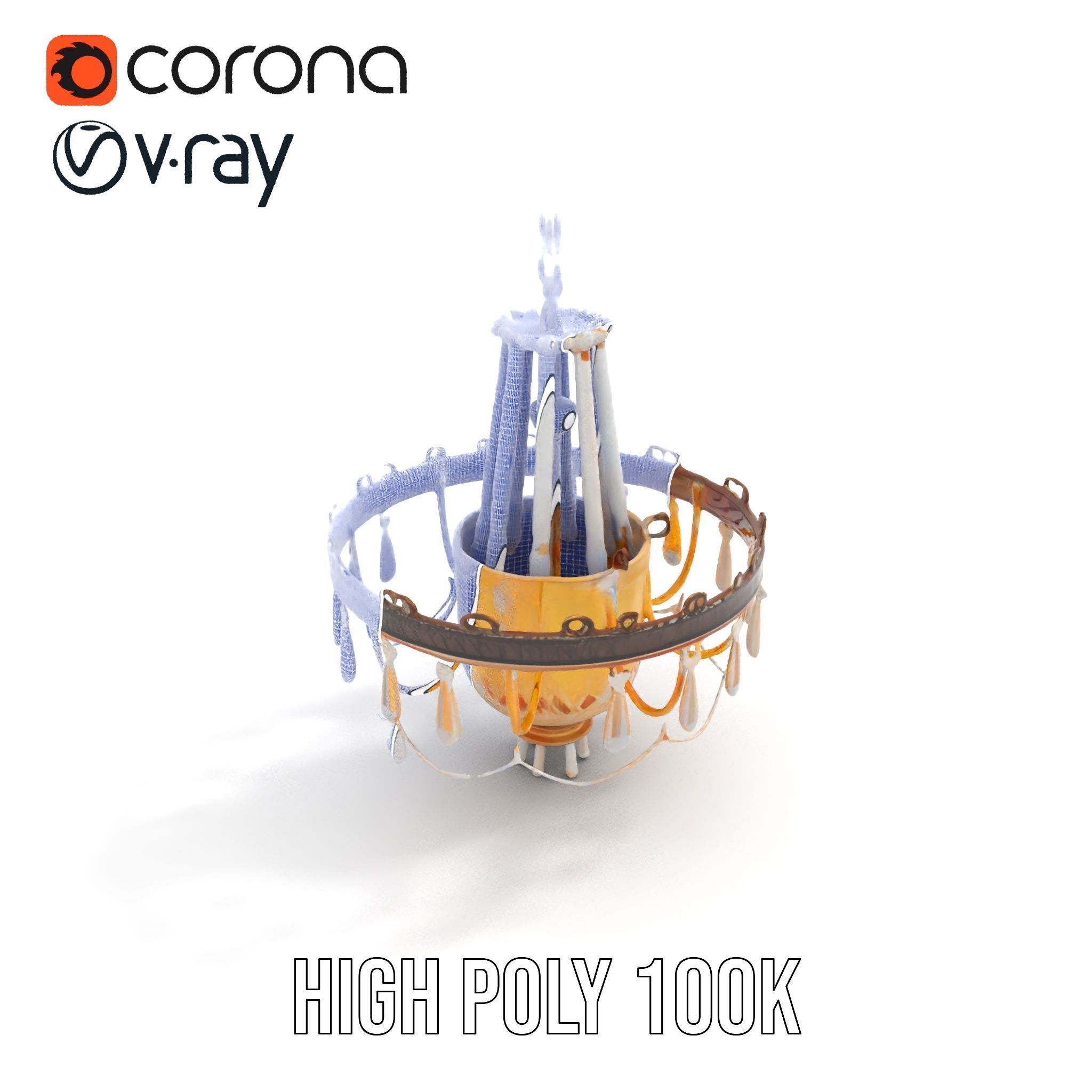 Elegant Crystal Chandelier Model Pack with Detailed Design Low-poly 3D model_23