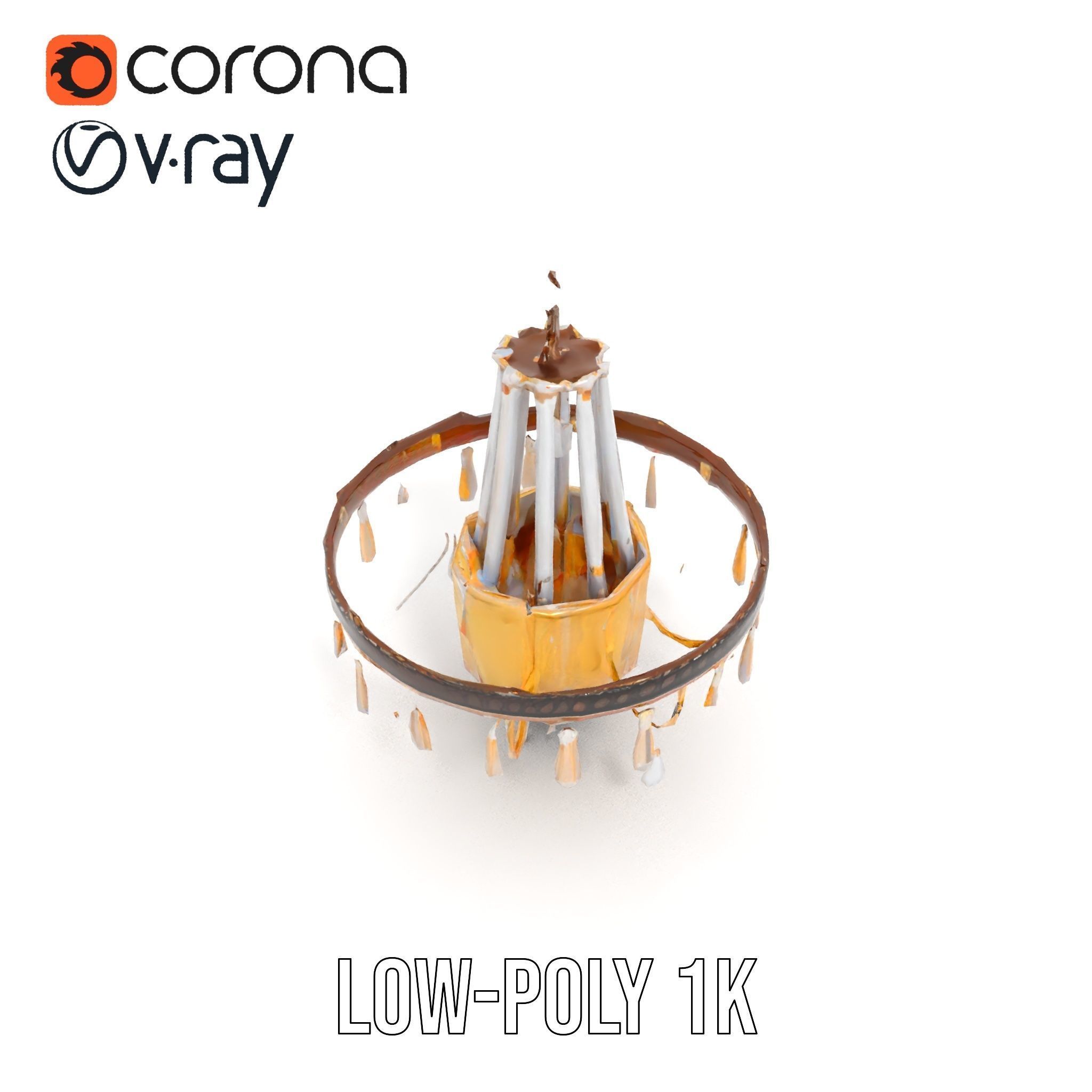 Elegant Crystal Chandelier Model Pack with Detailed Design Low-poly 3D model_14