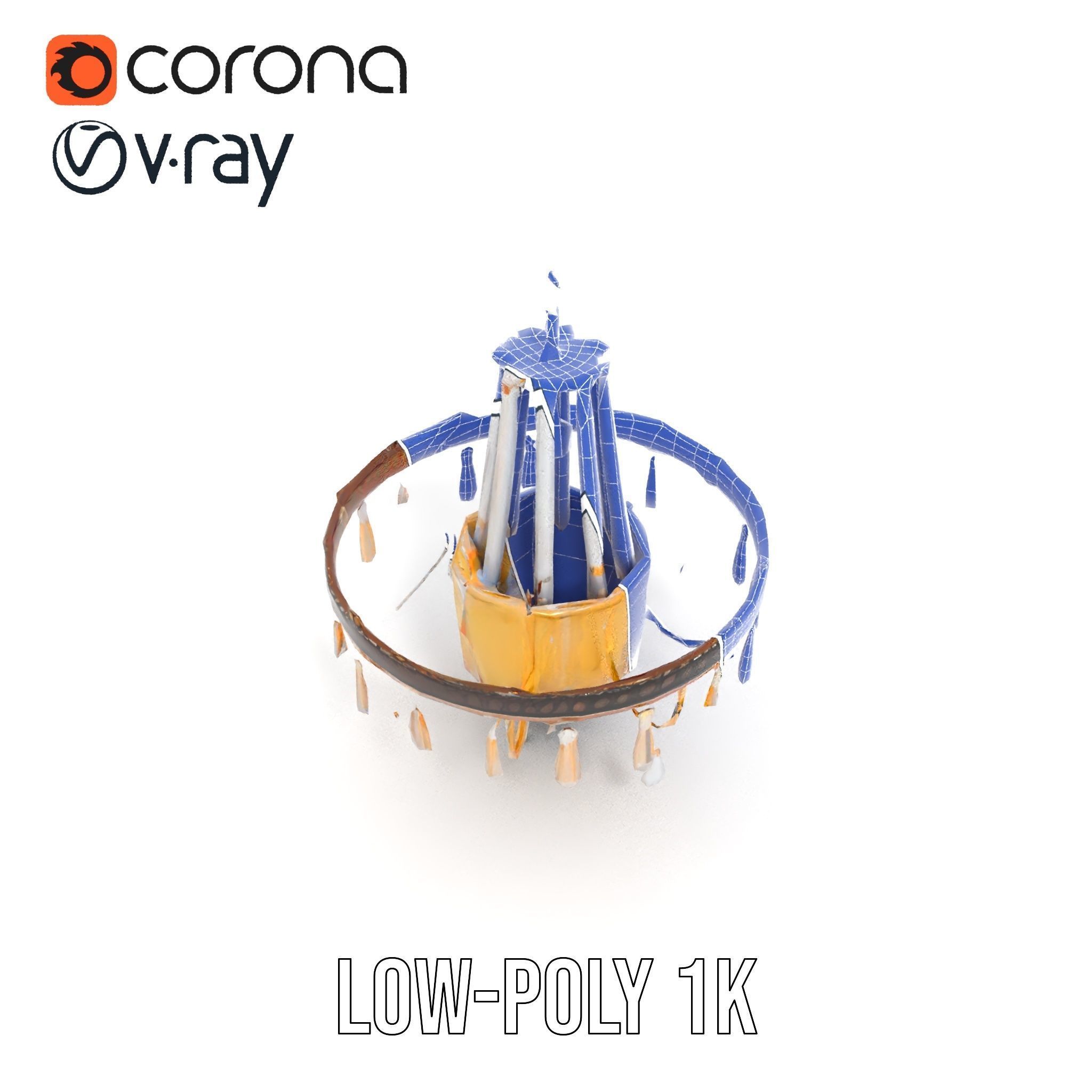 Elegant Crystal Chandelier Model Pack with Detailed Design Low-poly 3D model_25