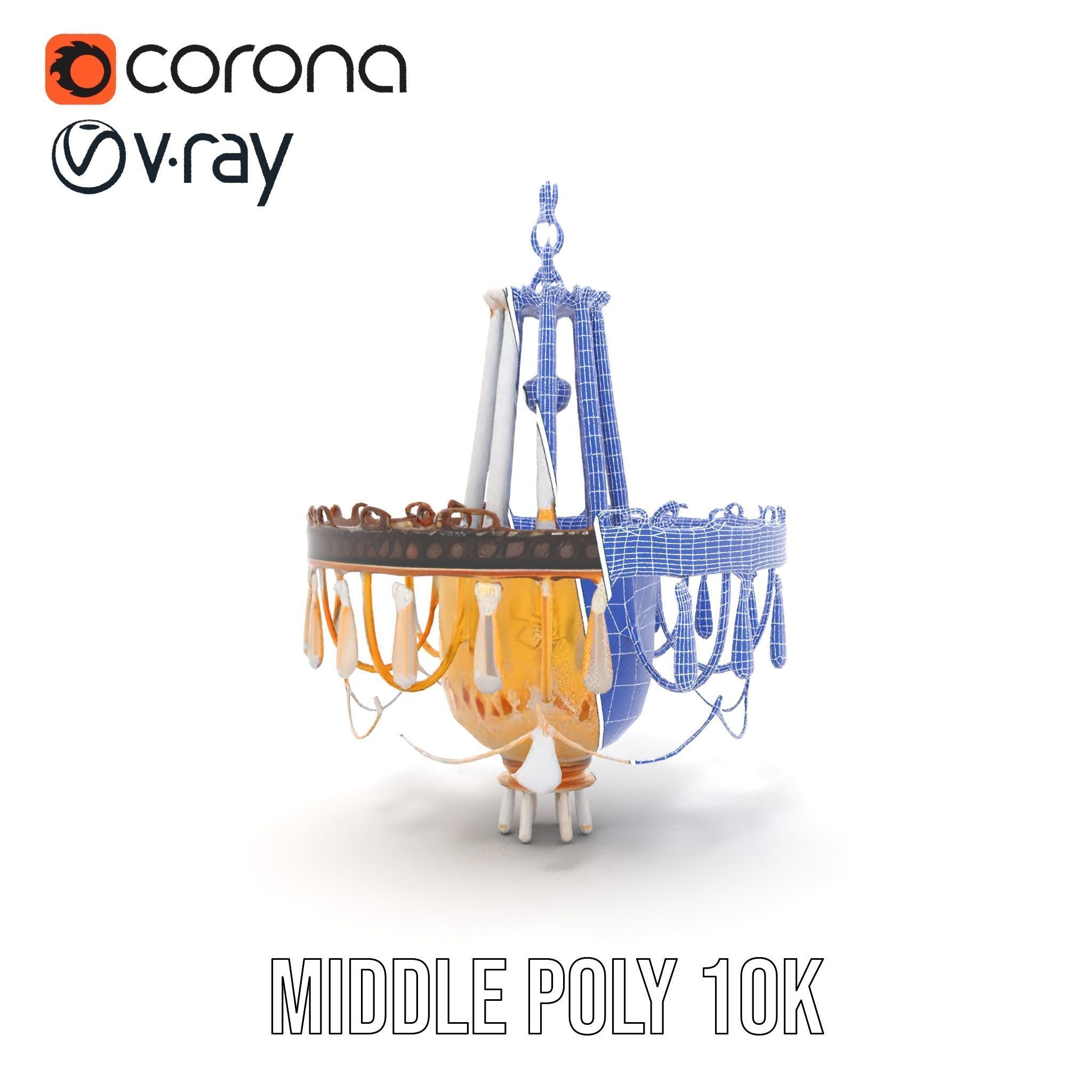 Elegant Crystal Chandelier Model Pack with Detailed Design Low-poly 3D model_27