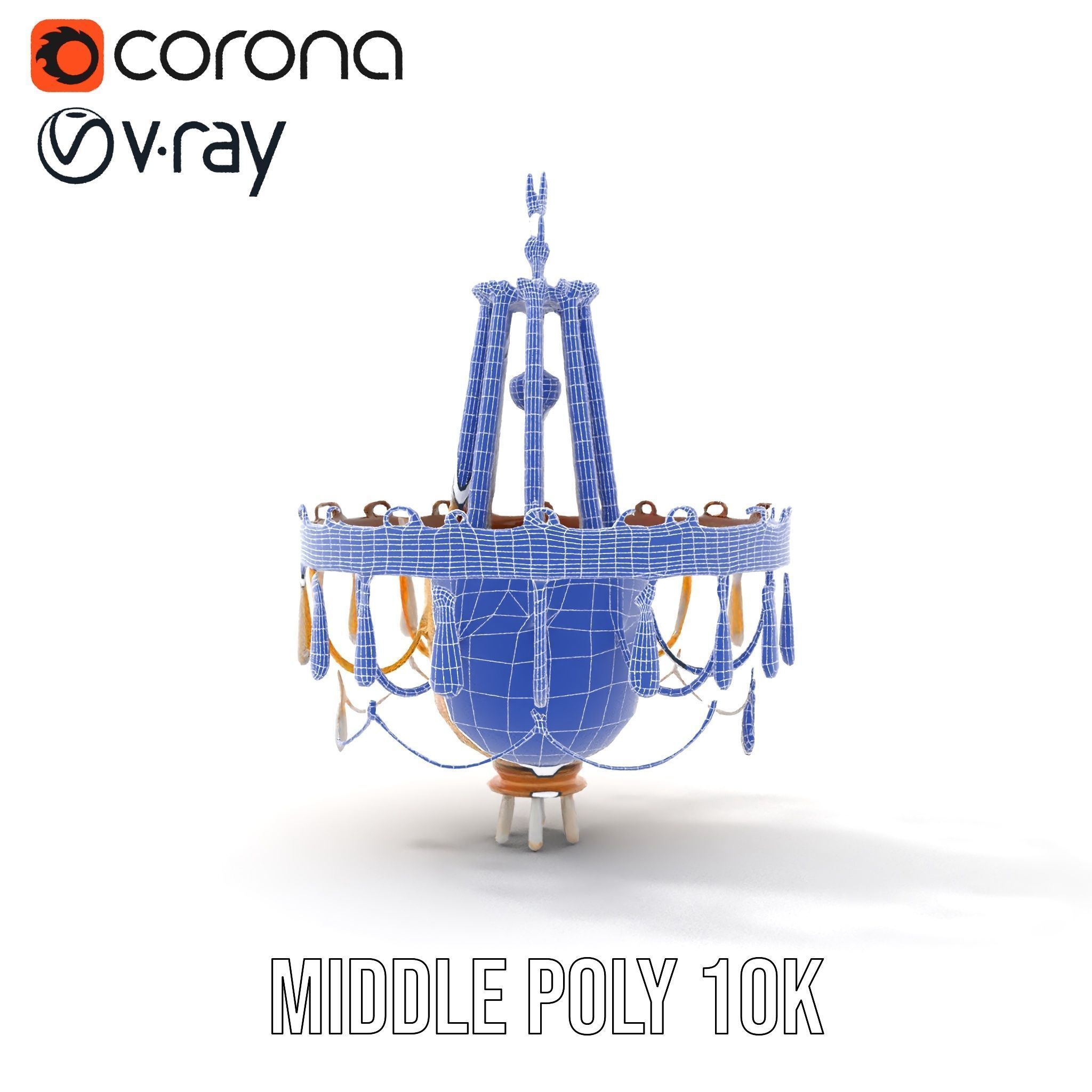 Elegant Crystal Chandelier Model Pack with Detailed Design Low-poly 3D model_30
