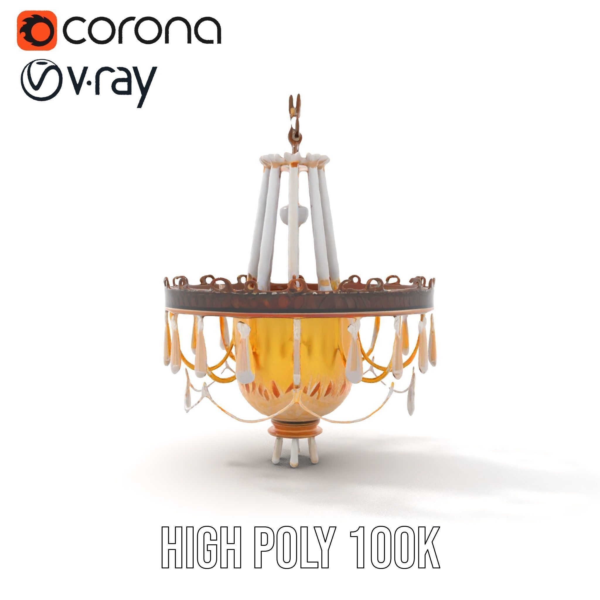 Elegant Crystal Chandelier Model Pack with Detailed Design Low-poly 3D model_17