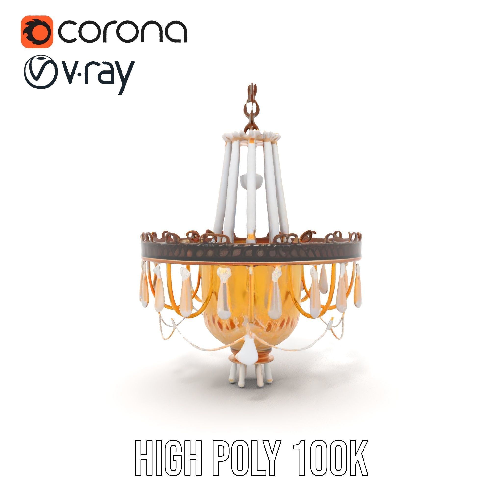 Elegant Crystal Chandelier Model Pack with Detailed Design Low-poly 3D model_29