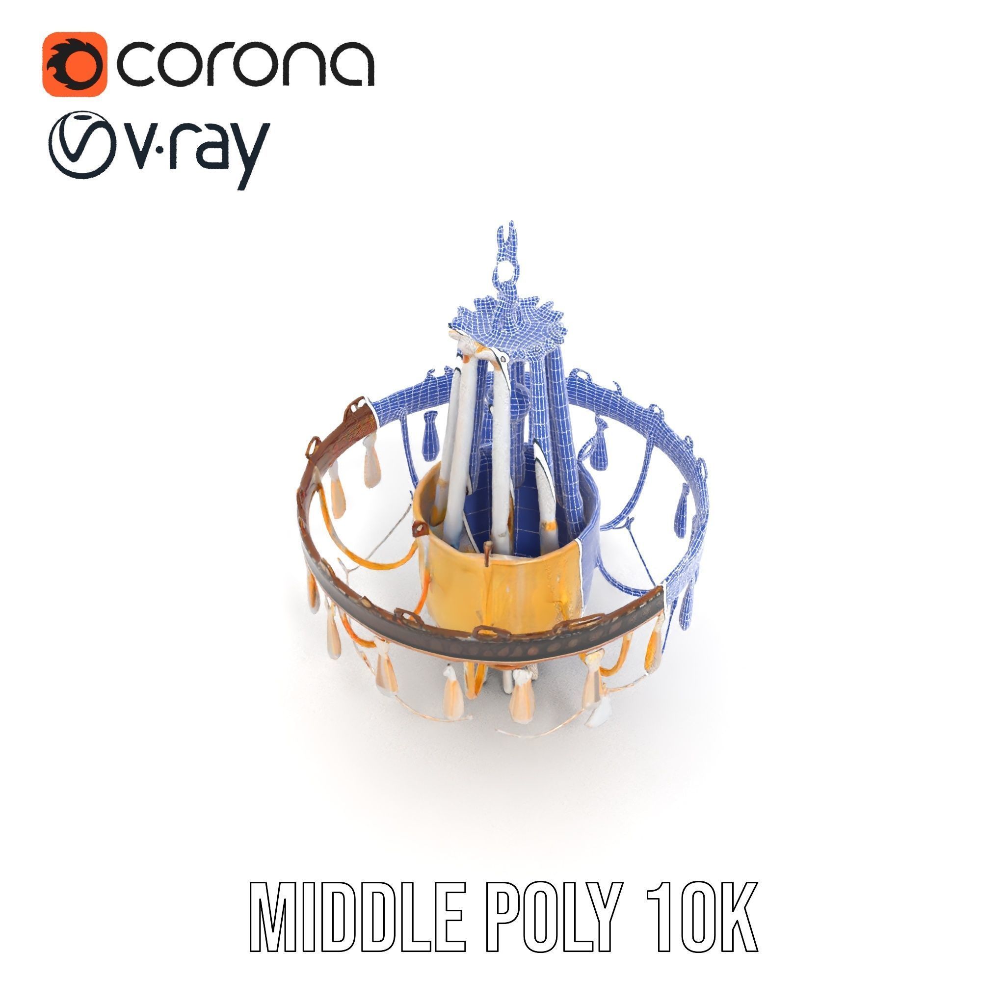 Elegant Crystal Chandelier Model Pack with Detailed Design Low-poly 3D model_13