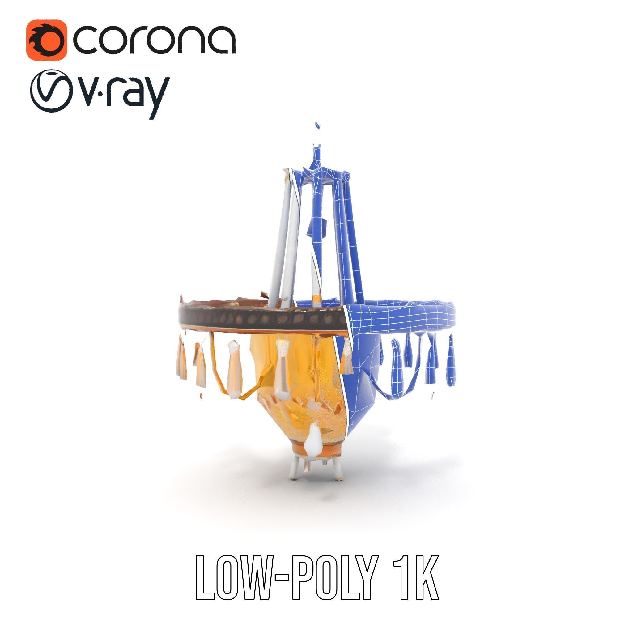 Elegant Crystal Chandelier Model Pack with Detailed Design Low-poly 3D model_19