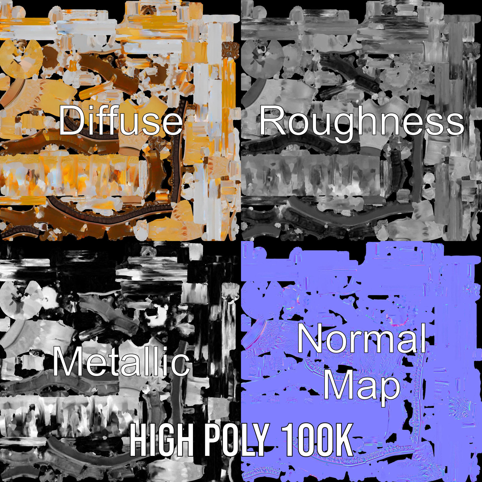 Elegant Crystal Chandelier Model Pack with Detailed Design Low-poly 3D model_3