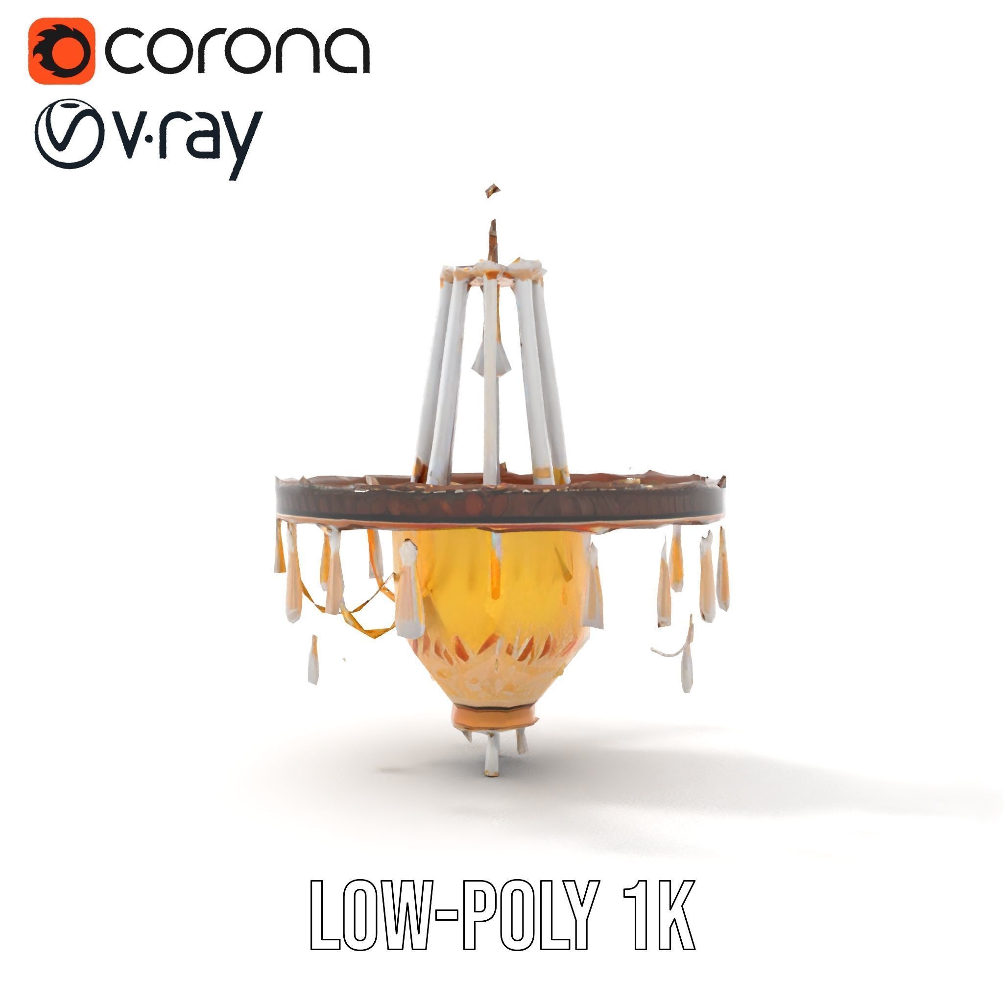 Elegant Crystal Chandelier Model Pack with Detailed Design Low-poly 3D model_28