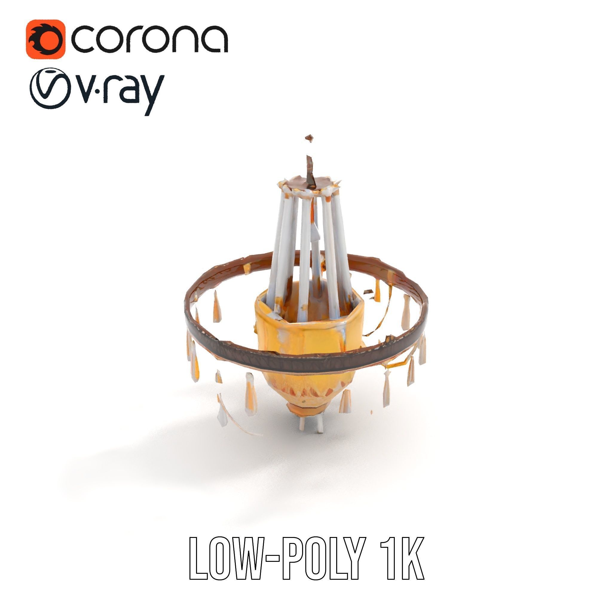 Elegant Crystal Chandelier Model Pack with Detailed Design Low-poly 3D model_22