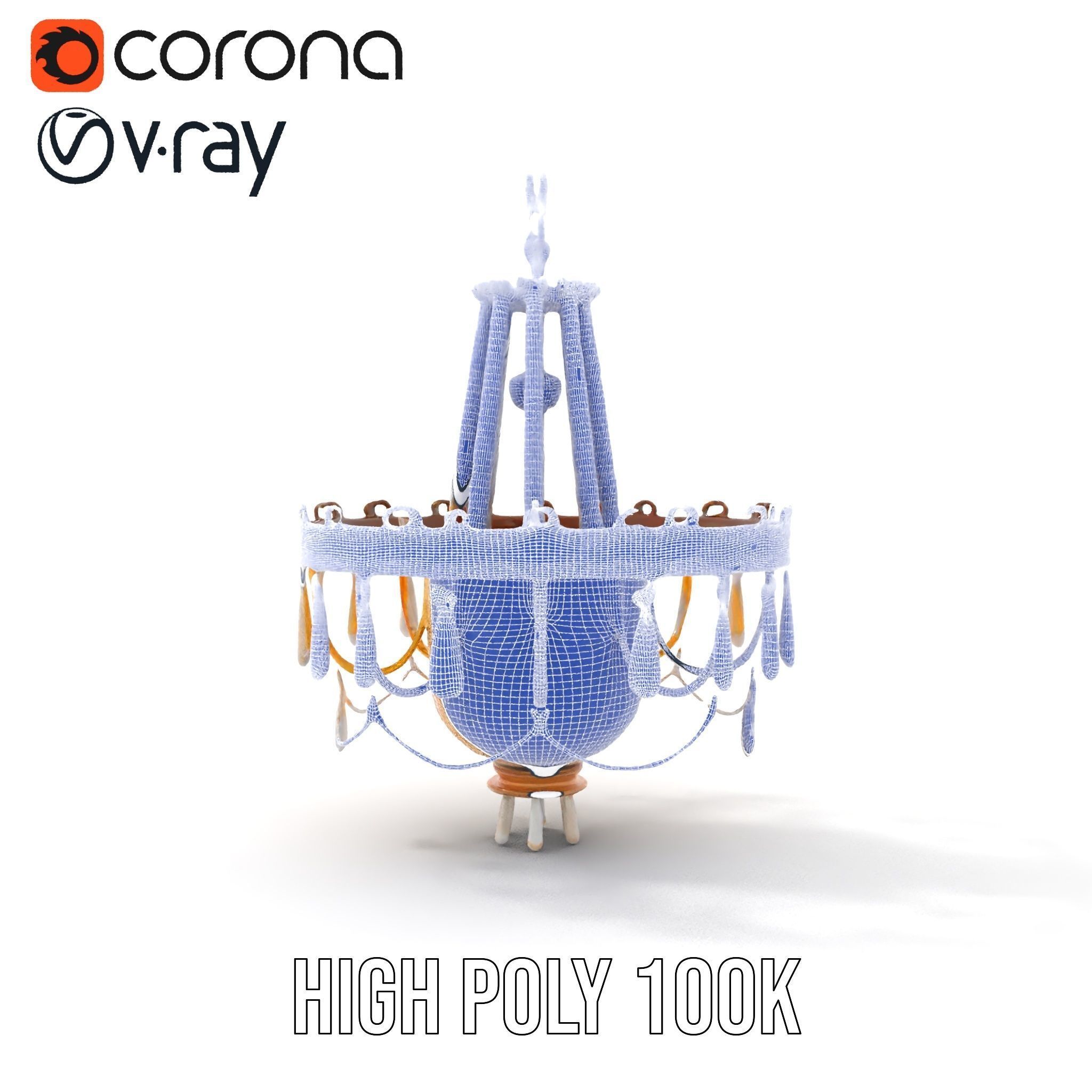 Elegant Crystal Chandelier Model Pack with Detailed Design Low-poly 3D model_33