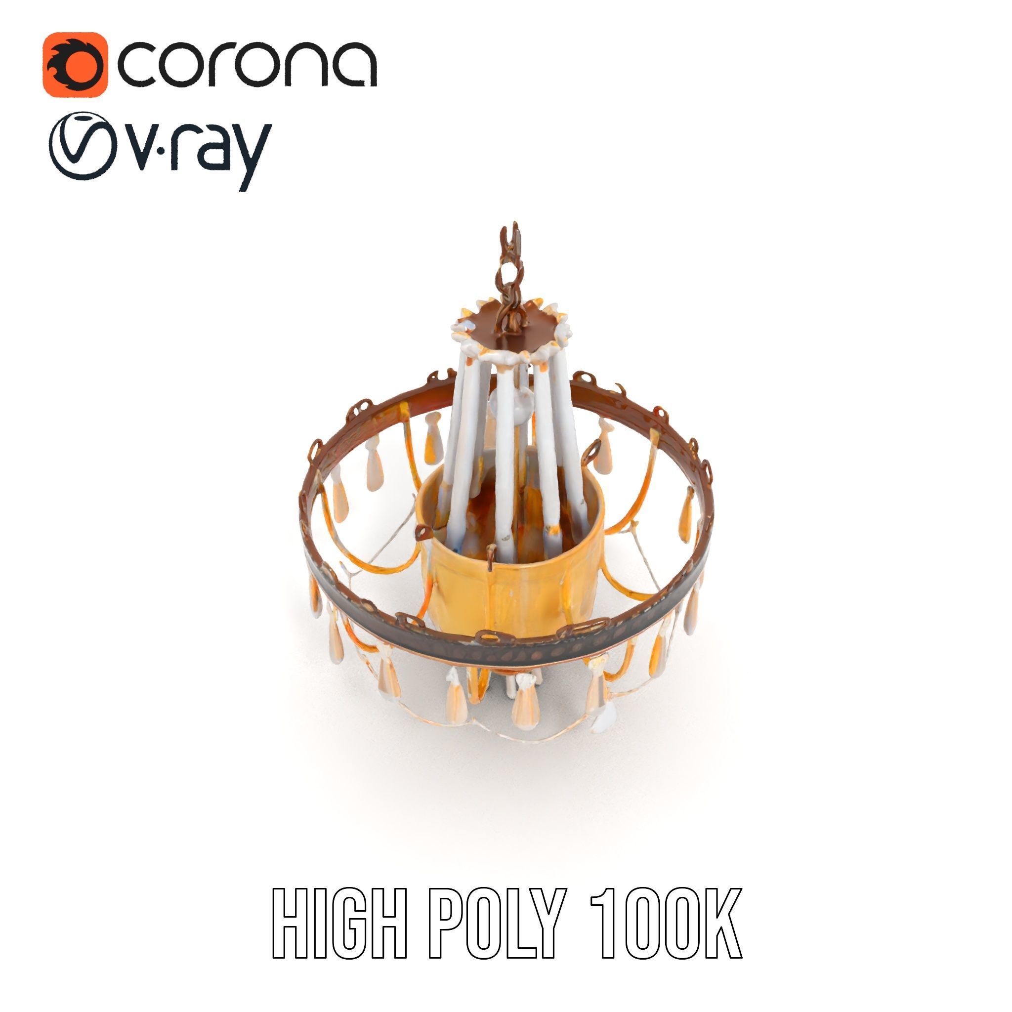 Elegant Crystal Chandelier Model Pack with Detailed Design Low-poly 3D model_20