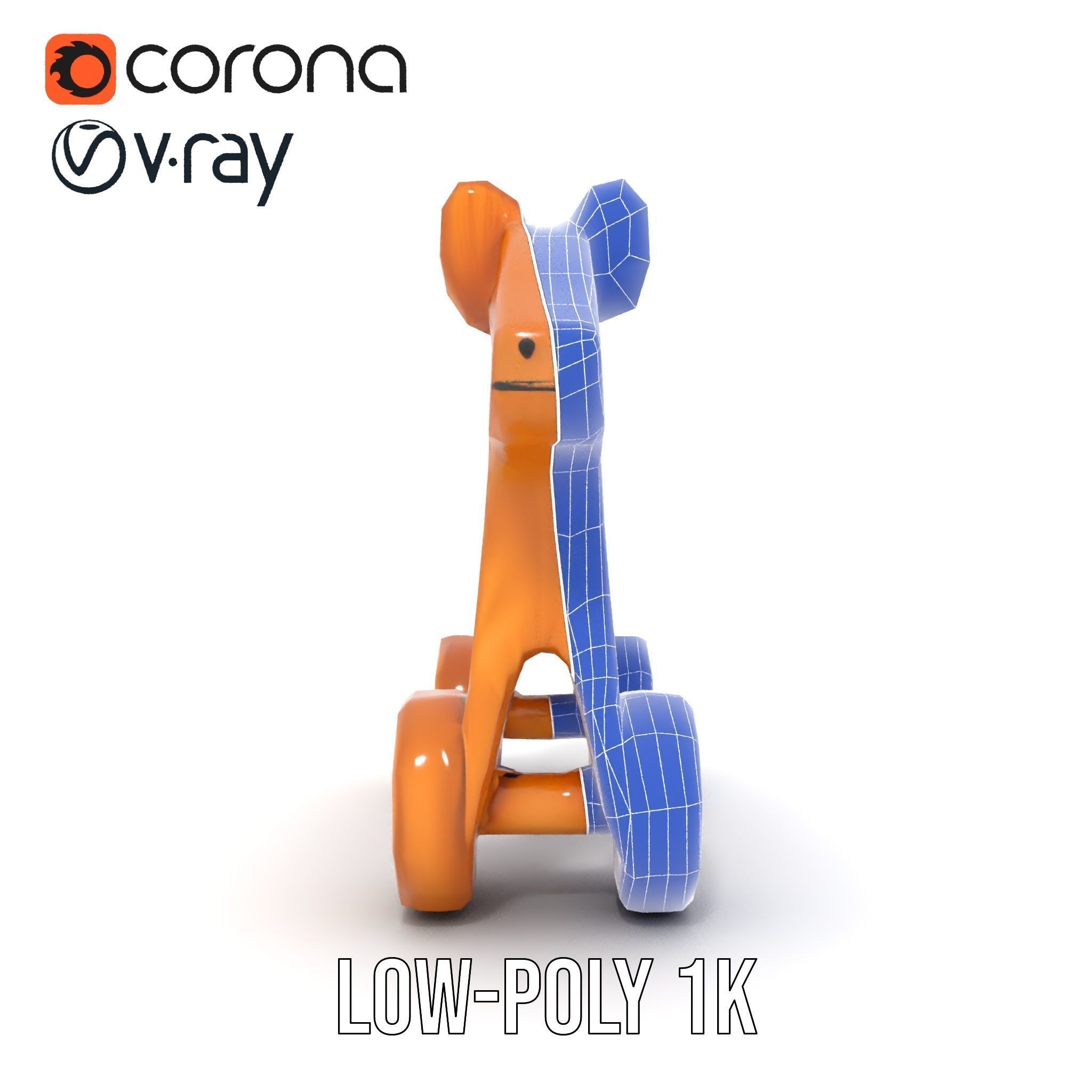 Wooden Toy Animal Model Pack with Rolling Feature Low-poly 3D model_31