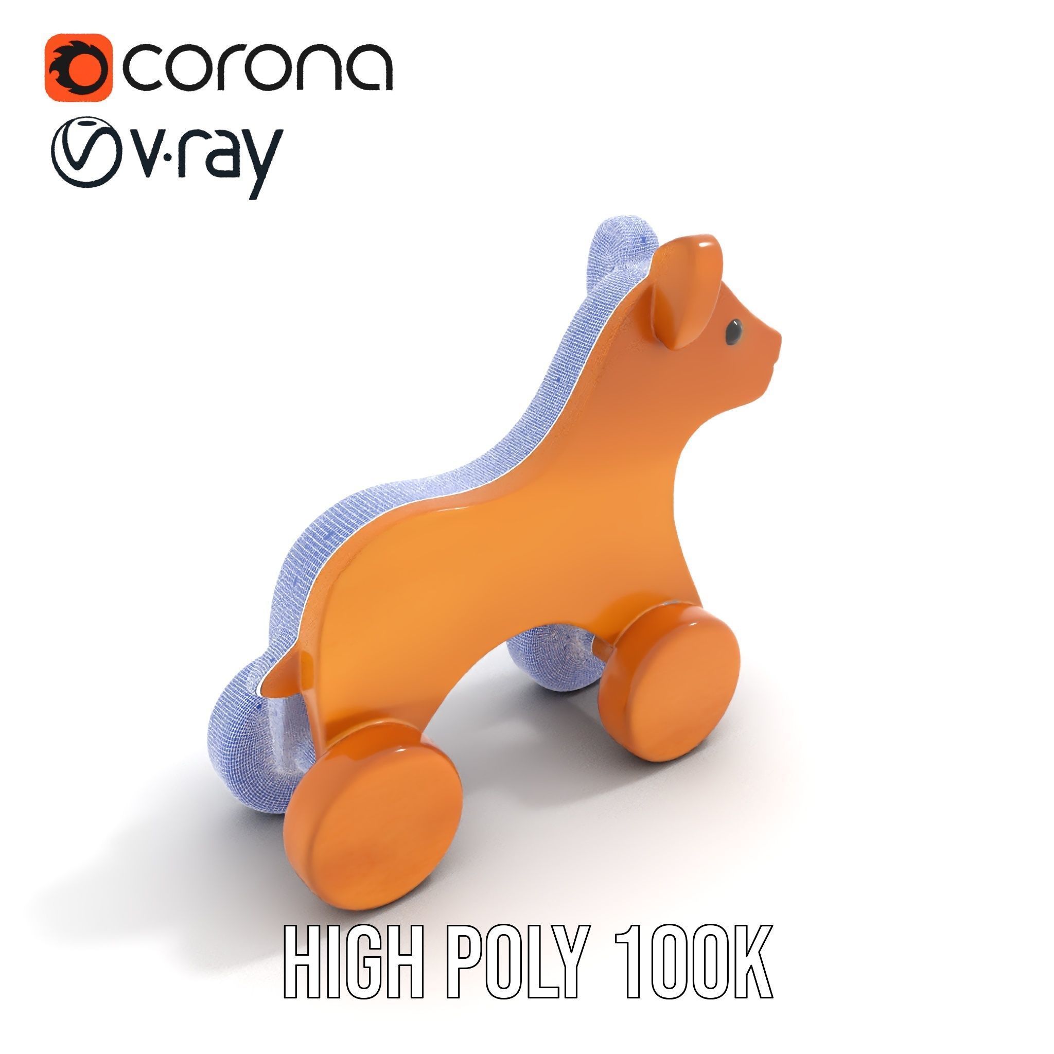 Wooden Toy Animal Model Pack with Rolling Feature Low-poly 3D model_26
