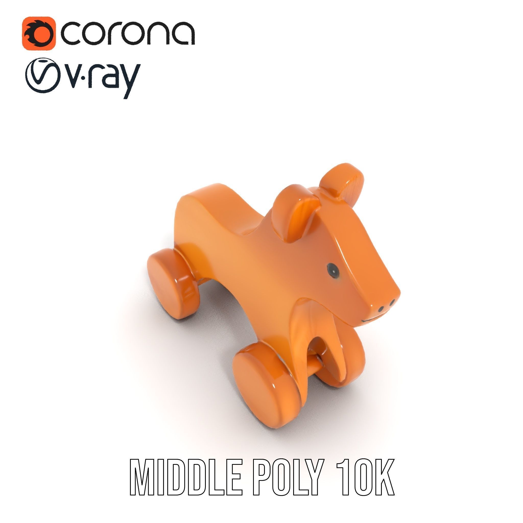 Wooden Toy Animal Model Pack with Rolling Feature Low-poly 3D model_13