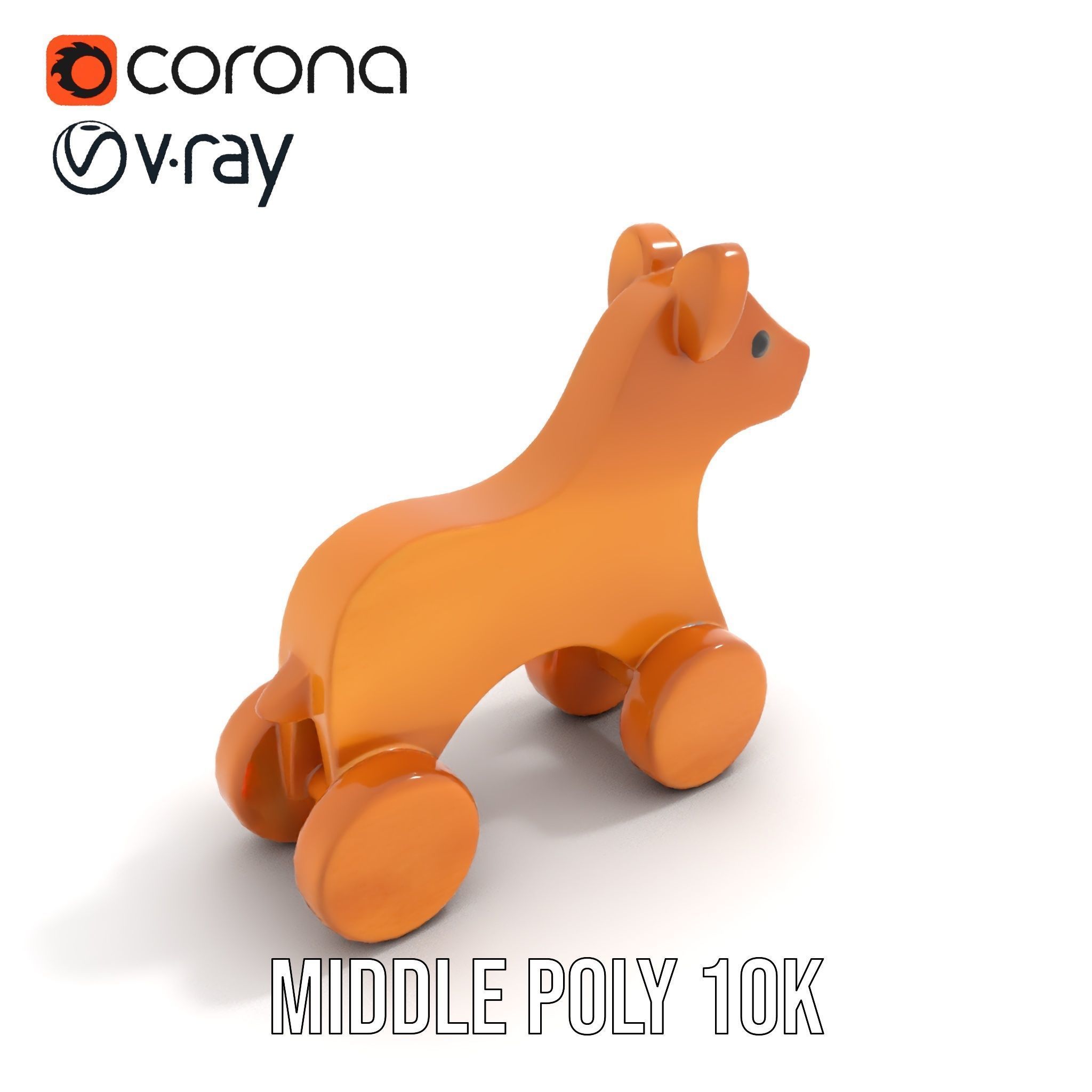 Wooden Toy Animal Model Pack with Rolling Feature Low-poly 3D model_6