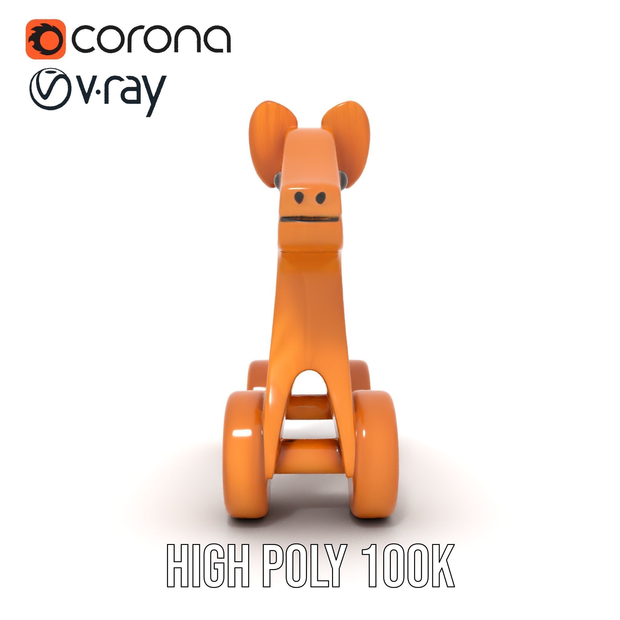 Wooden Toy Animal Model Pack with Rolling Feature Low-poly 3D model_34