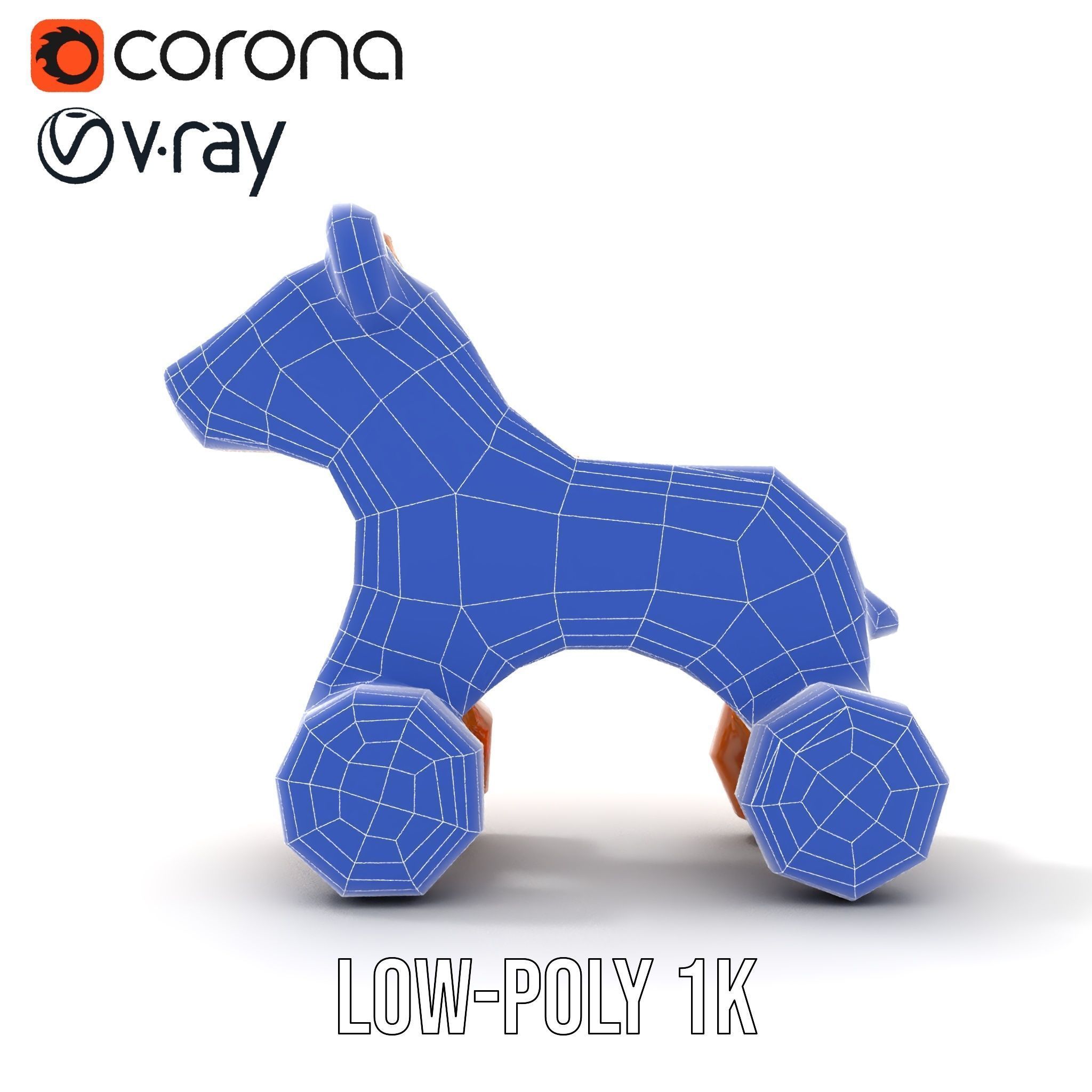Wooden Toy Animal Model Pack with Rolling Feature Low-poly 3D model_28