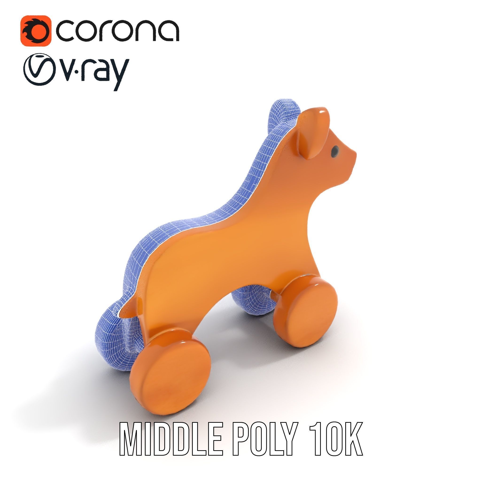 Wooden Toy Animal Model Pack with Rolling Feature Low-poly 3D model_18
