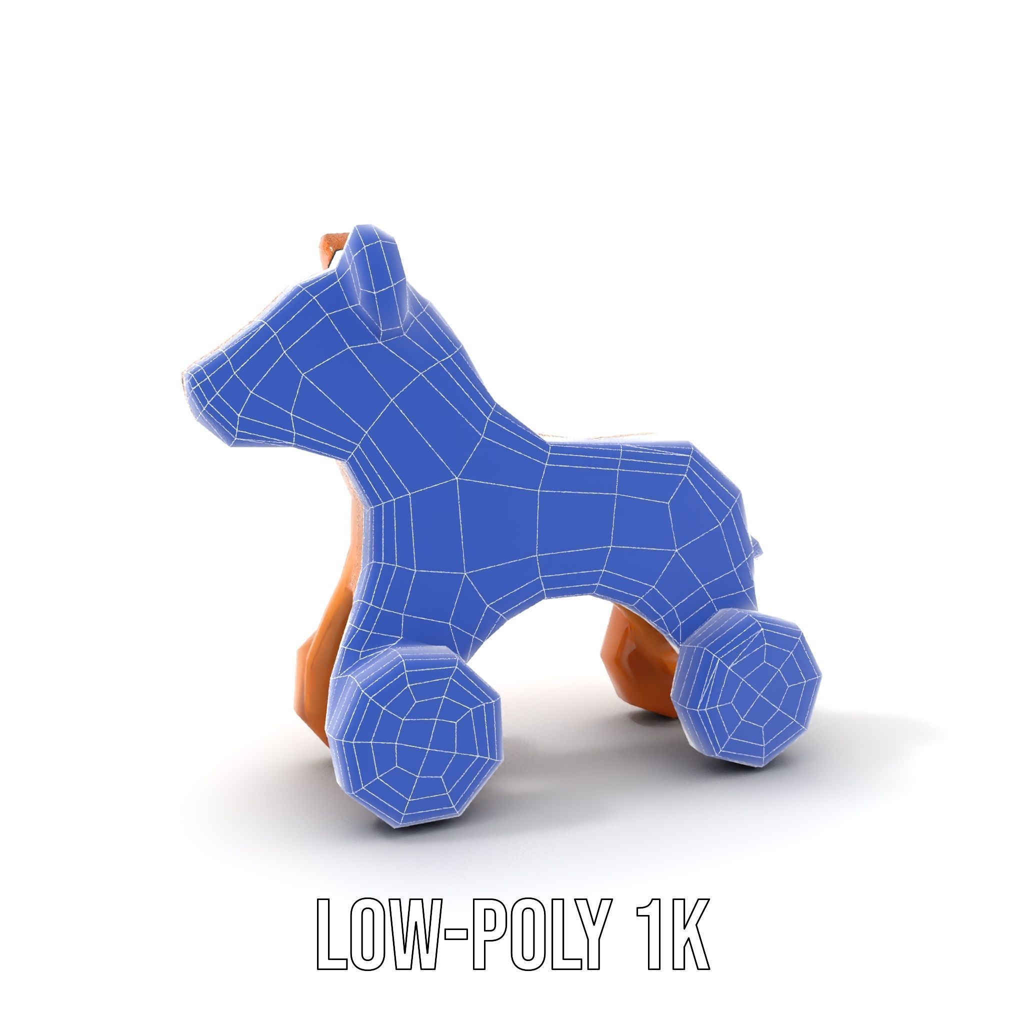 Wooden Toy Animal Model Pack with Rolling Feature Low-poly 3D model_19