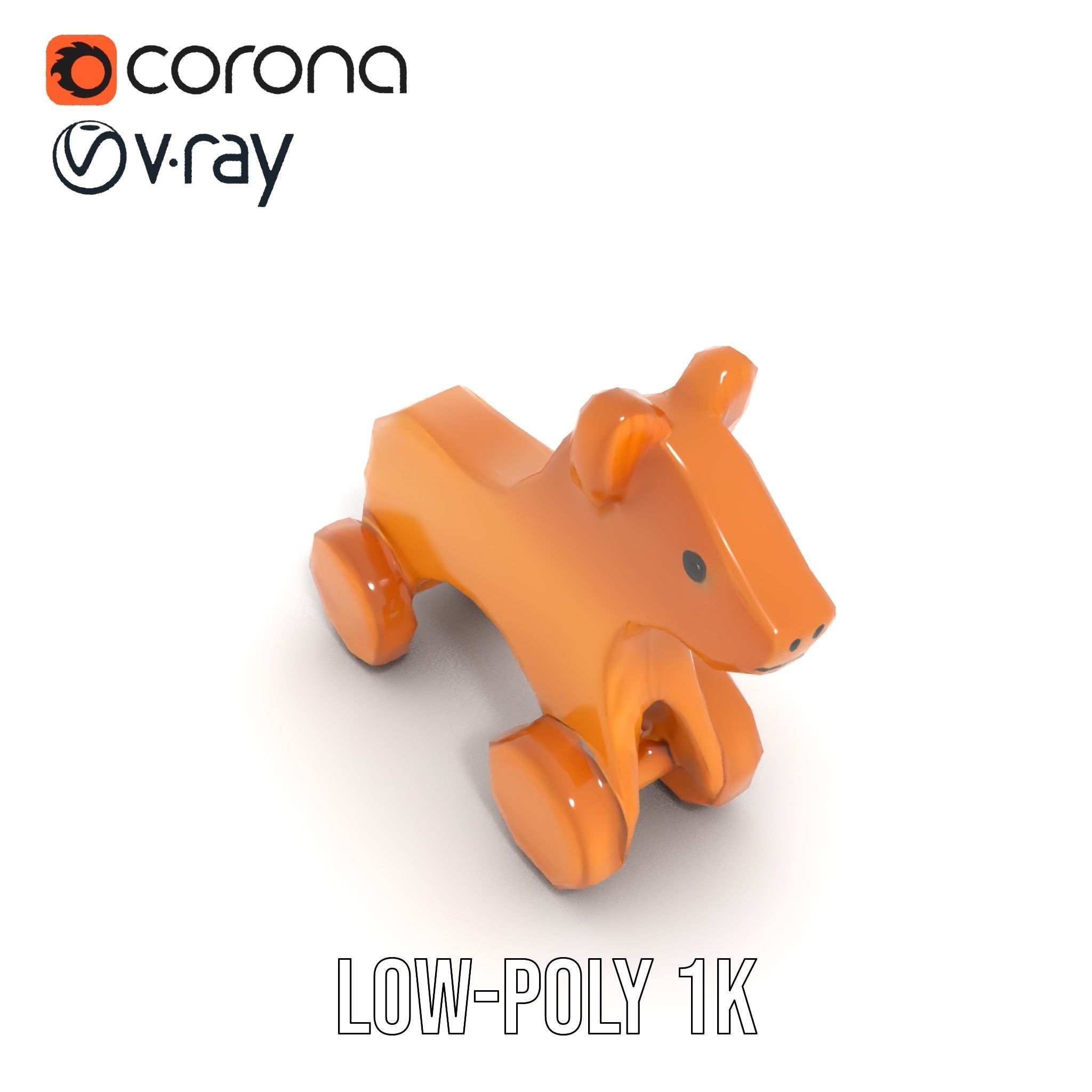 Wooden Toy Animal Model Pack with Rolling Feature Low-poly 3D model_14