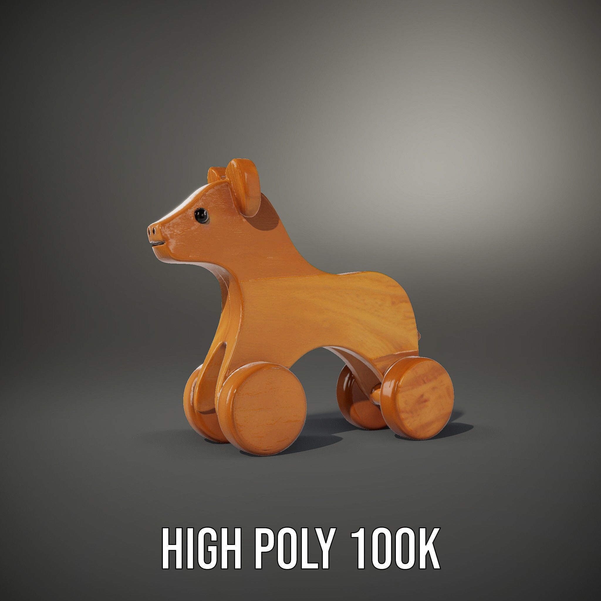 Wooden Toy Animal Model Pack with Rolling Feature Low-poly 3D model_8